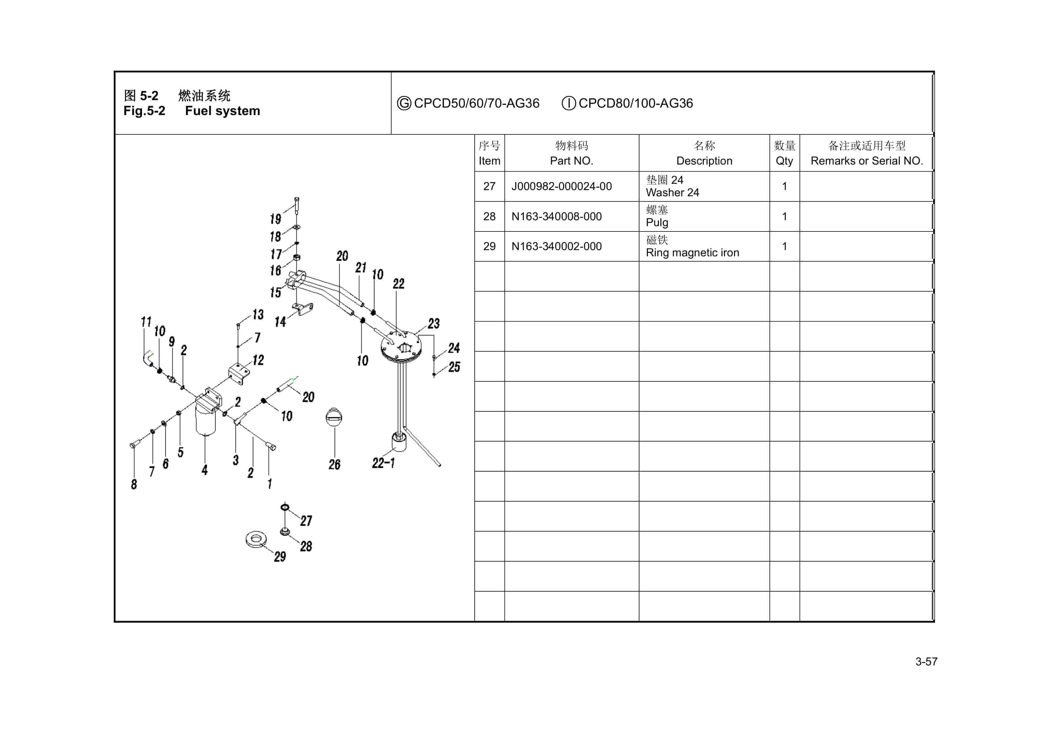 Hangcha 5t-10t A Series Internal Combustion Counterbalanced Forklift Truck Parts Catalog-2