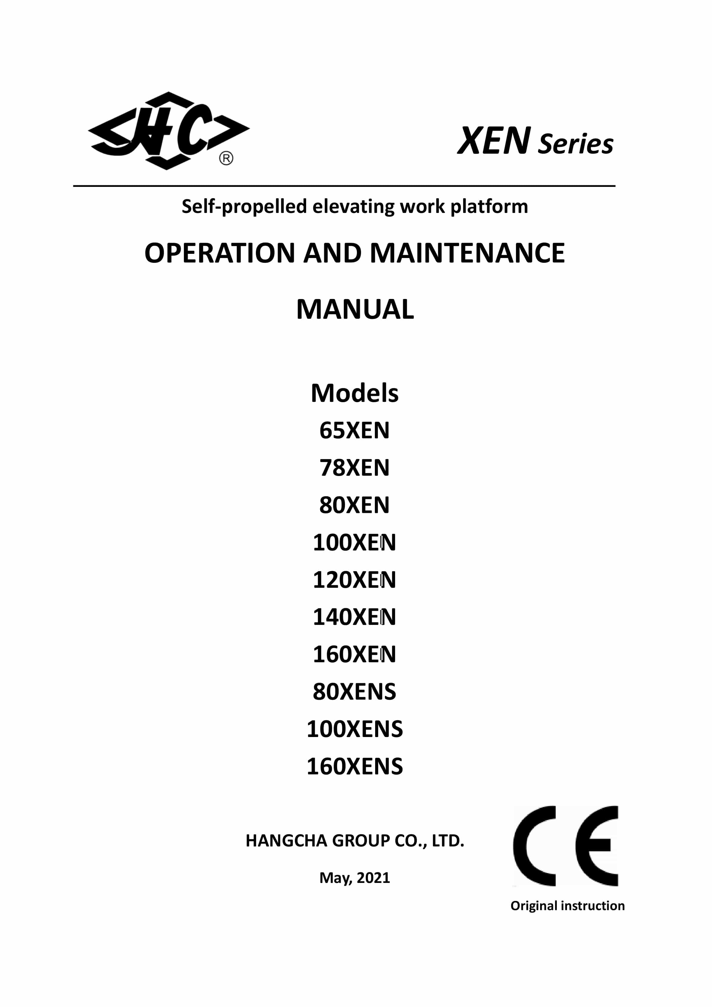Hangcha 65XEN to 160XENS Operation and Maintenance Manual