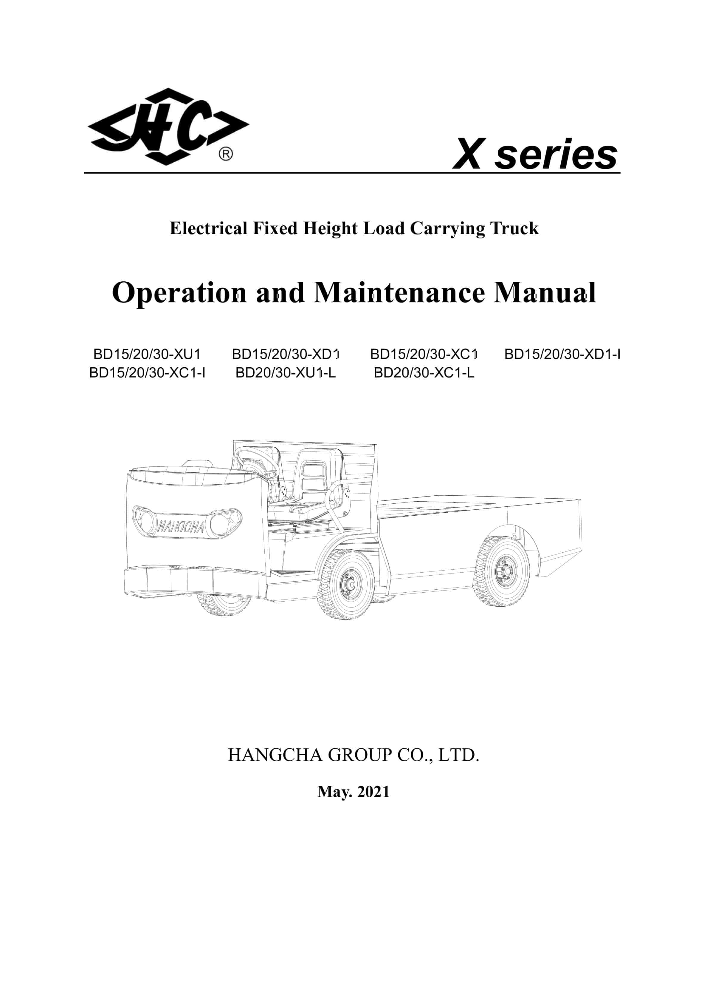 Hangcha BD15-XU1 to BD30-XC1-L Operation and Maintenance Manual