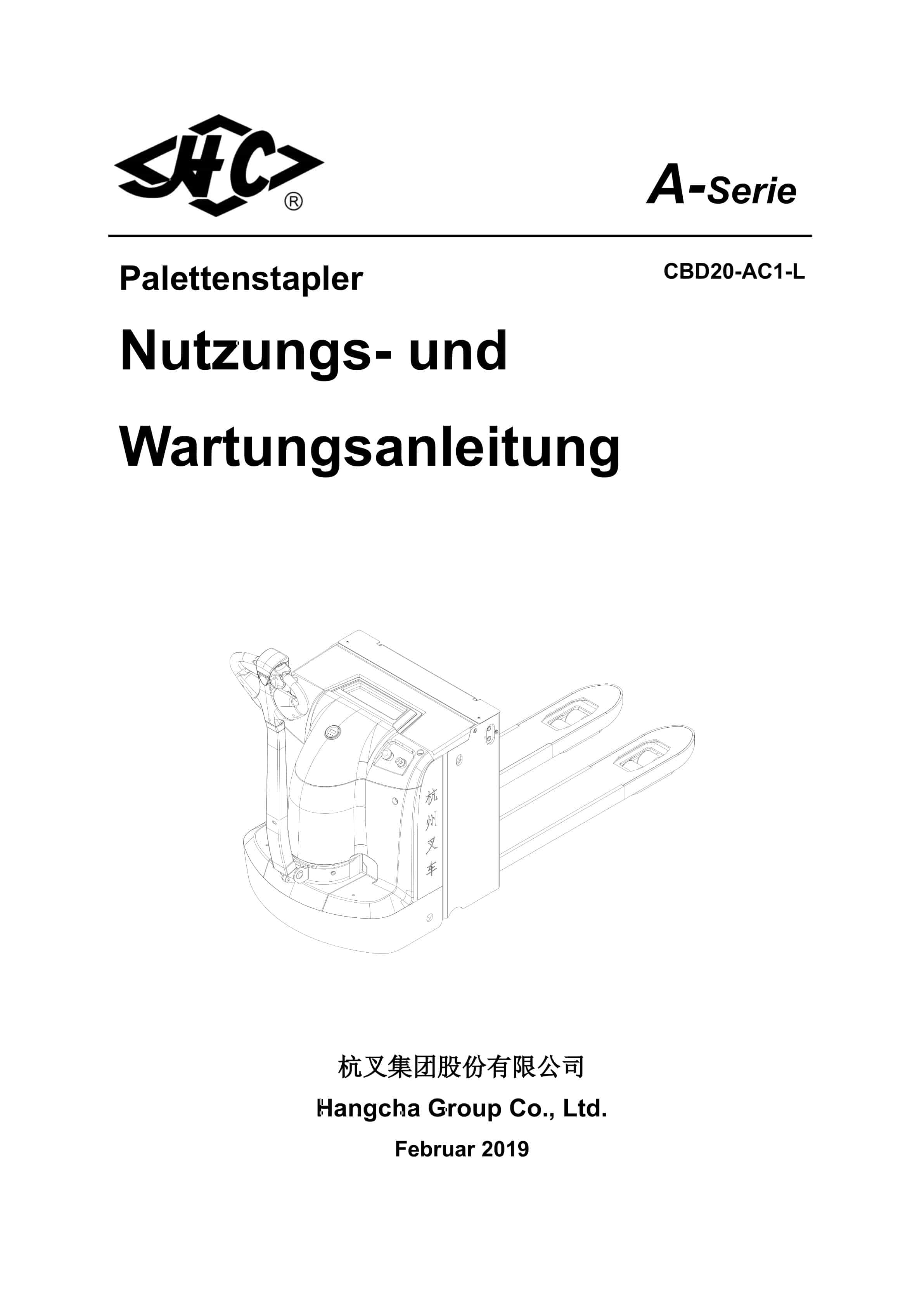 Hangcha CBD20-AC1-L Operation and Maintenance Manual DE