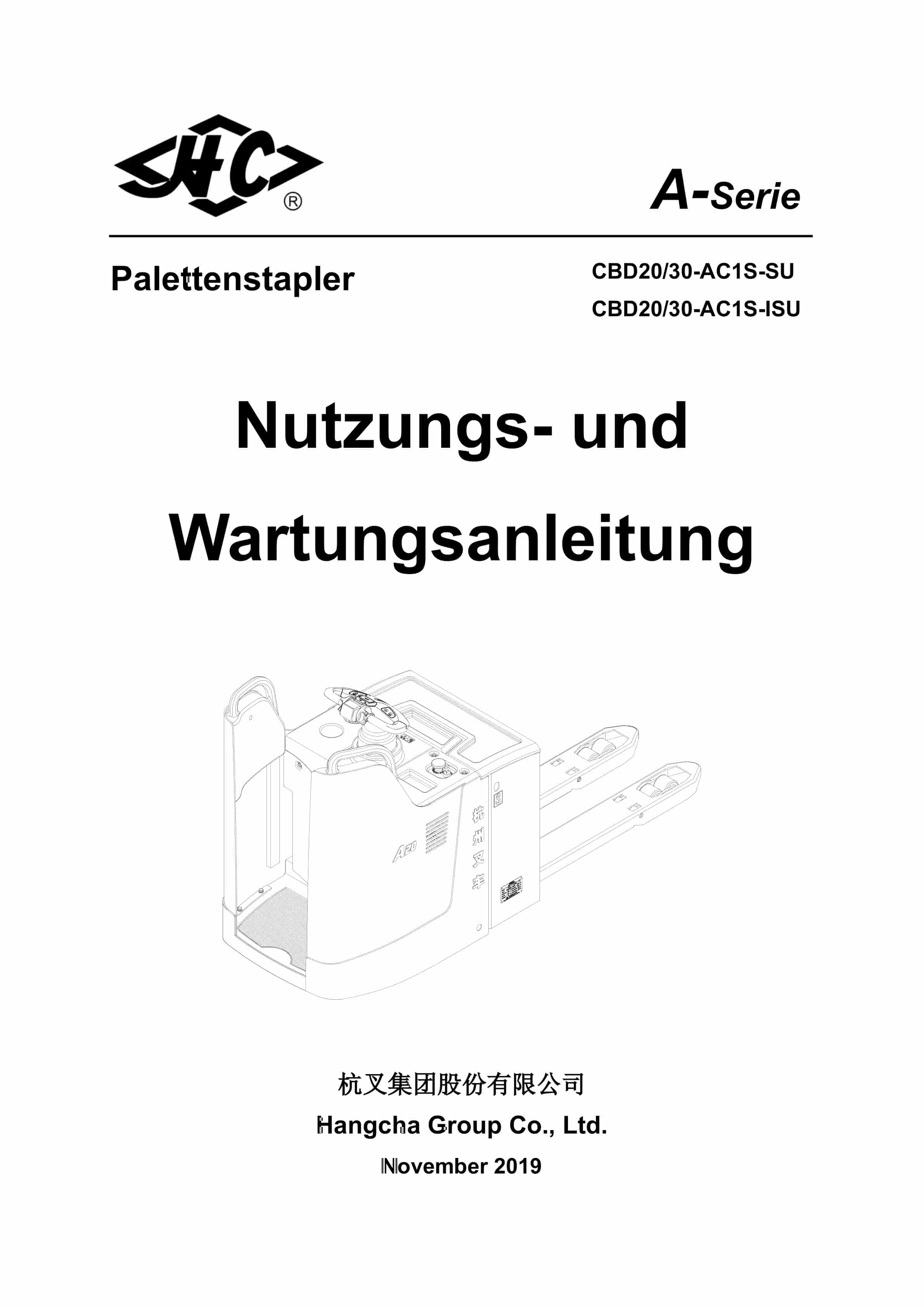 Hangcha CBD20-AC1S-SU to CBD30-AC1S-ISU Operation and Maintenance Manual DE
