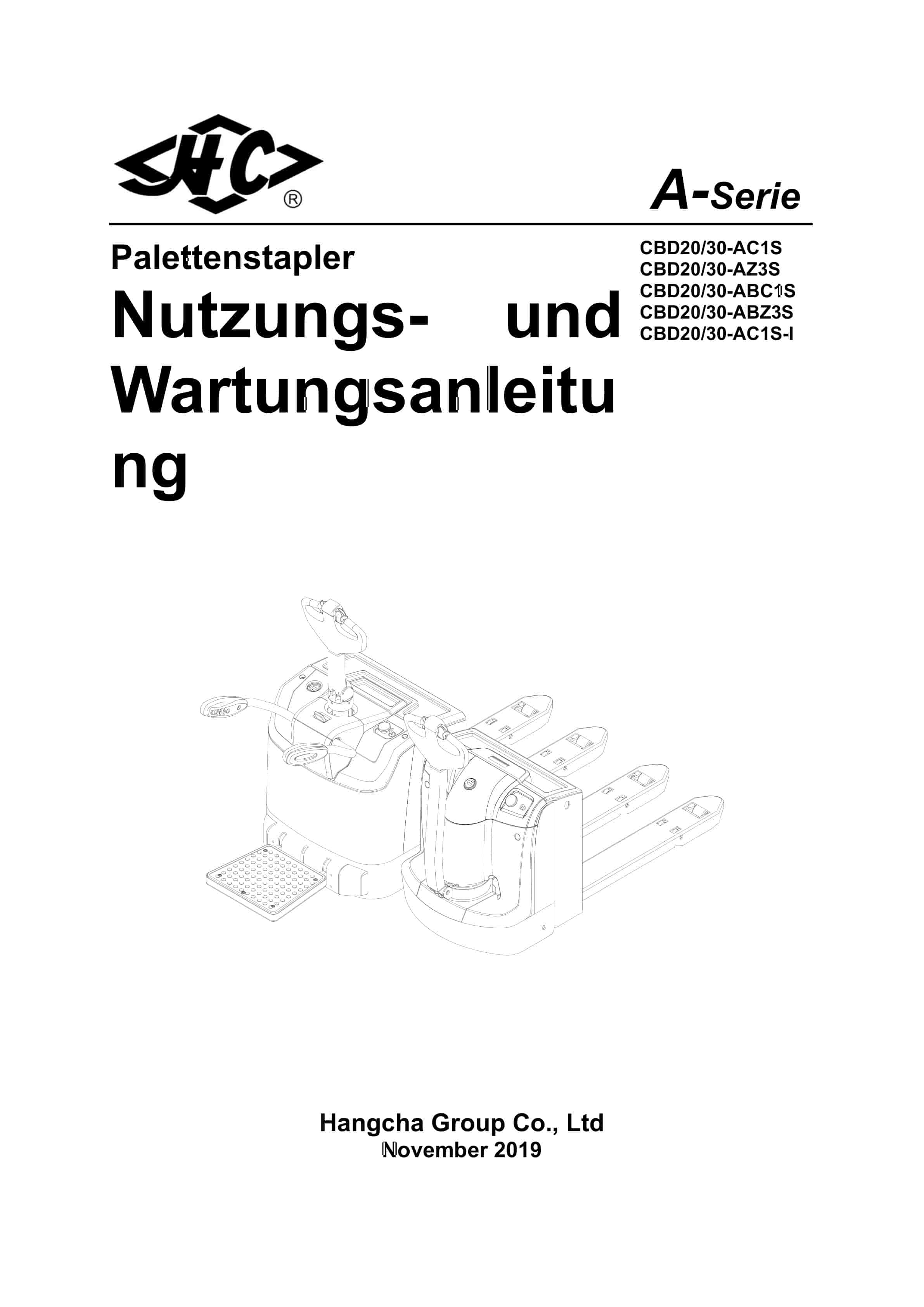 Hangcha CBD20-AC1S to CBD30-AC1S-I Operation and Maintenance Manual DE