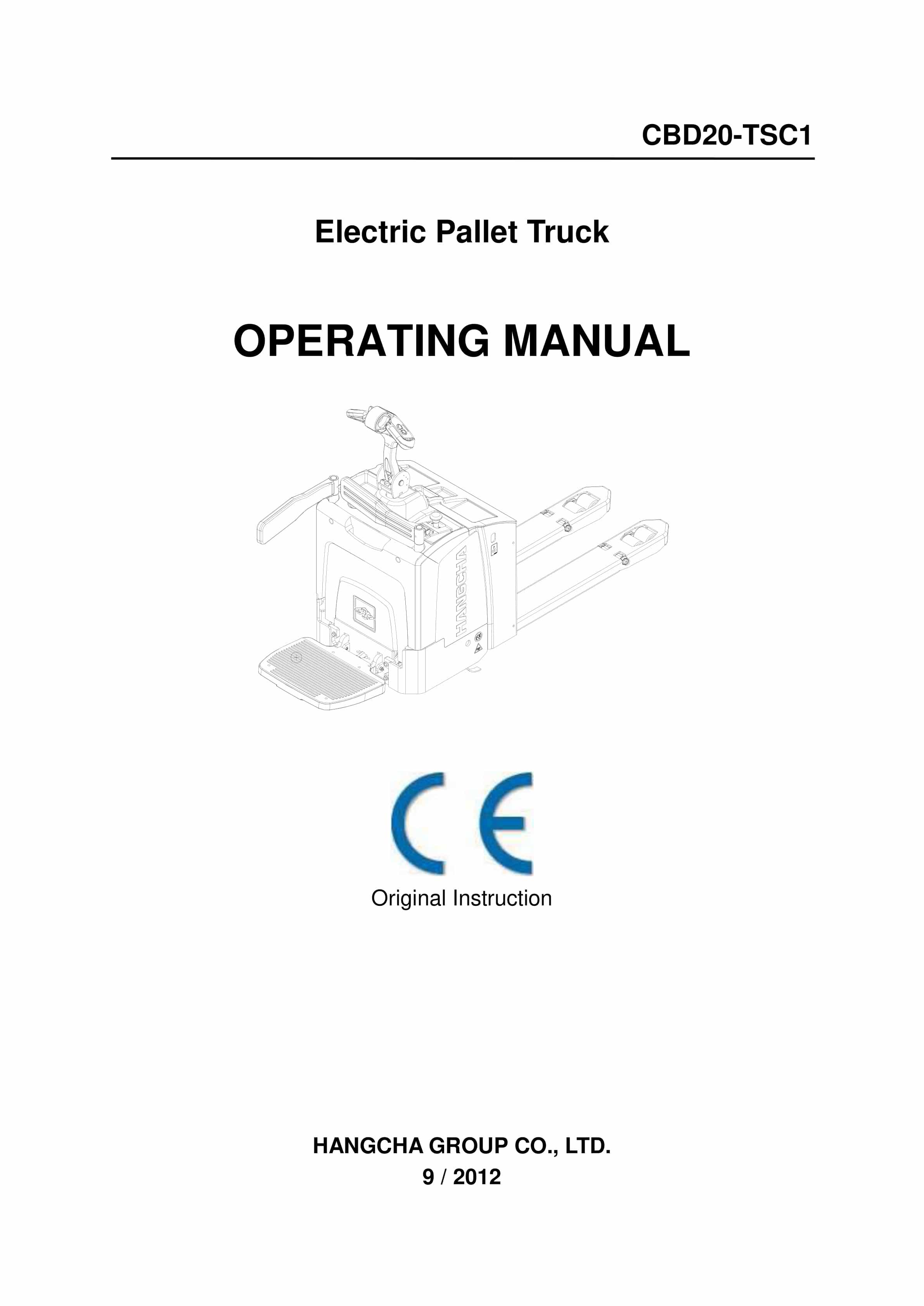 Hangcha CBD20-TSC1 Electric Pallet Truck Operating Manual