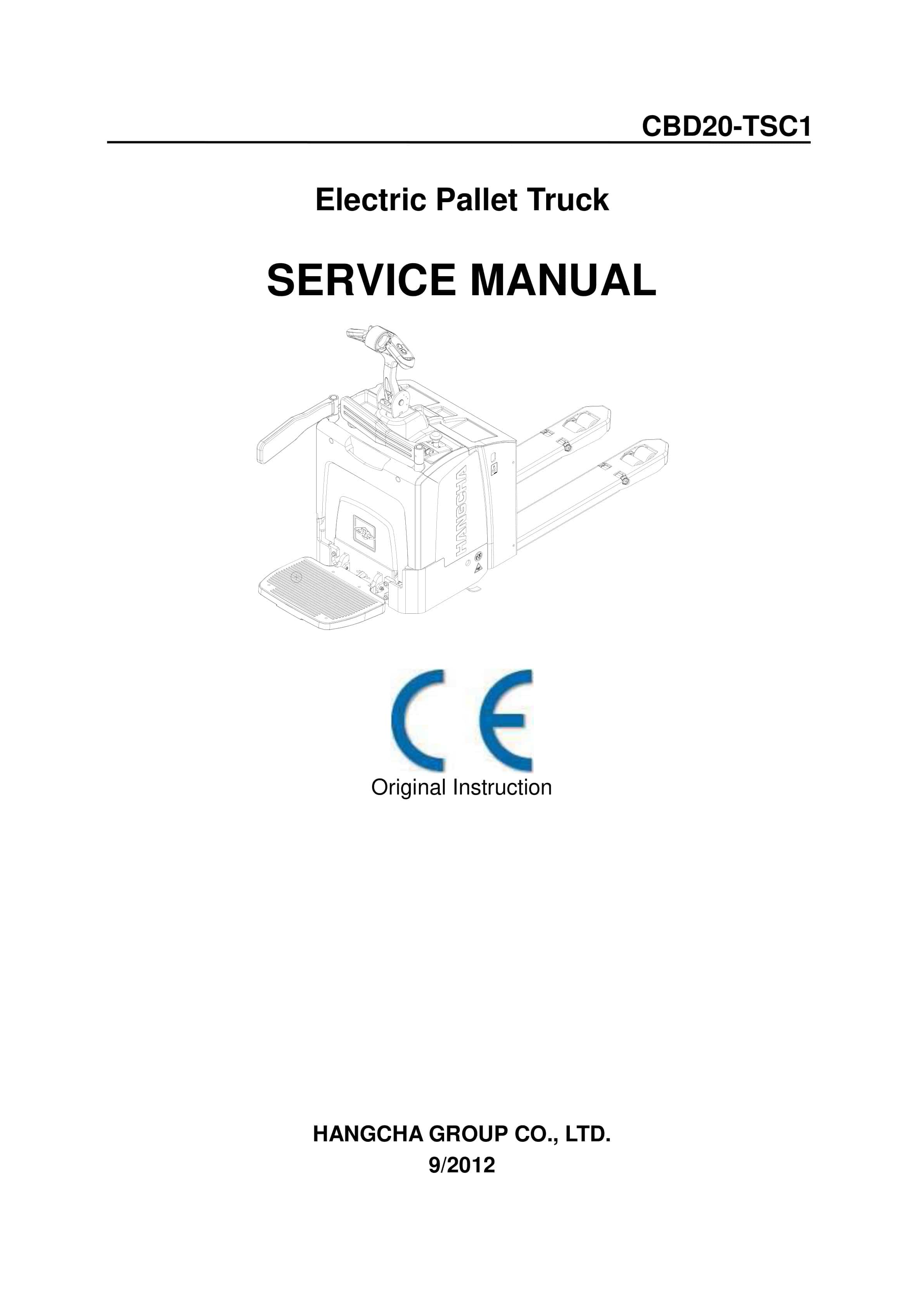 Hangcha CBD20-TSC1 Electric Pallet Truck Service Manual