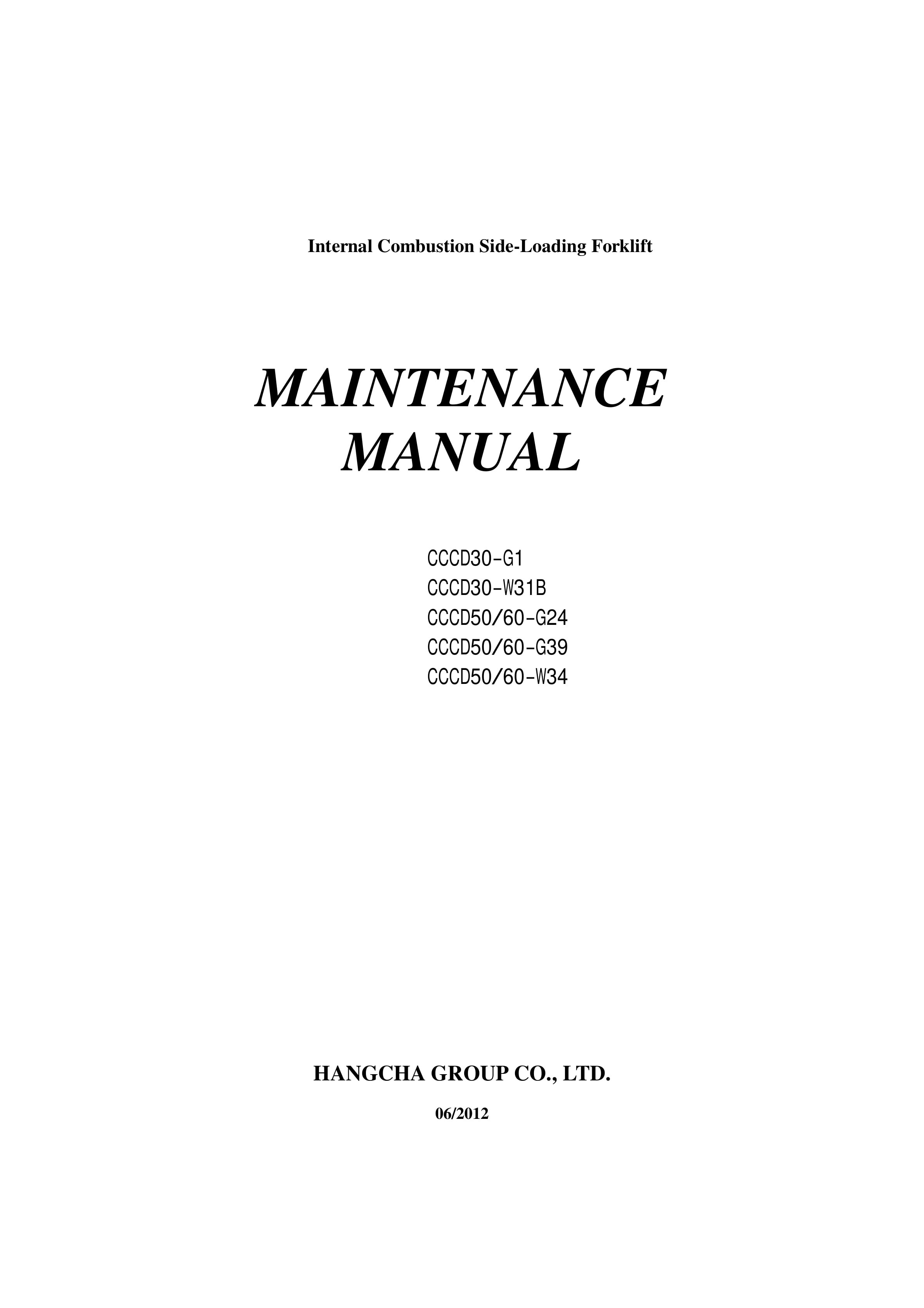 Hangcha CCCD30-G1 to CCCD60-W34 Maintenance Manual