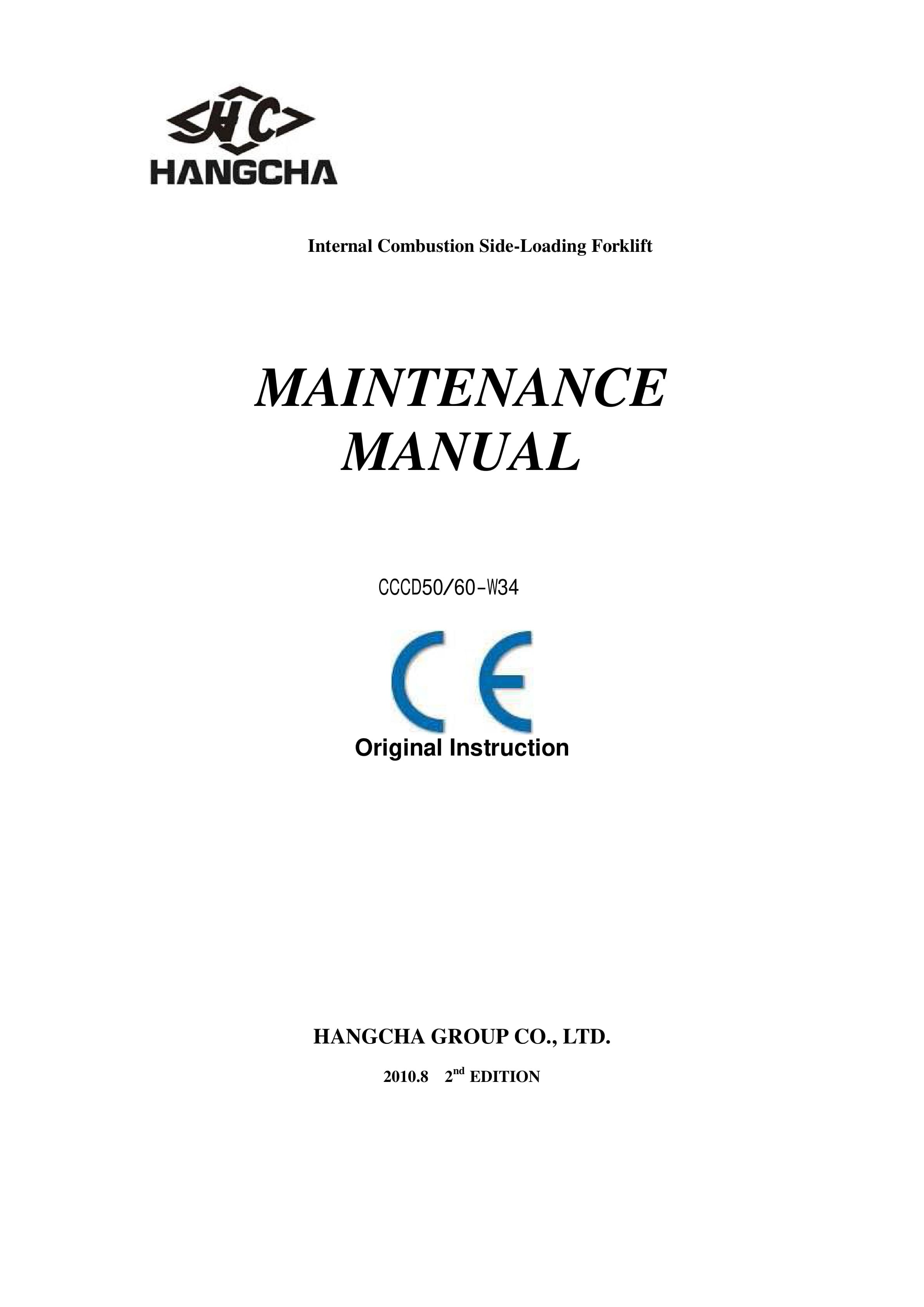 Hangcha CCCD50-W34, CCCD60-W34 Maintenance Manual