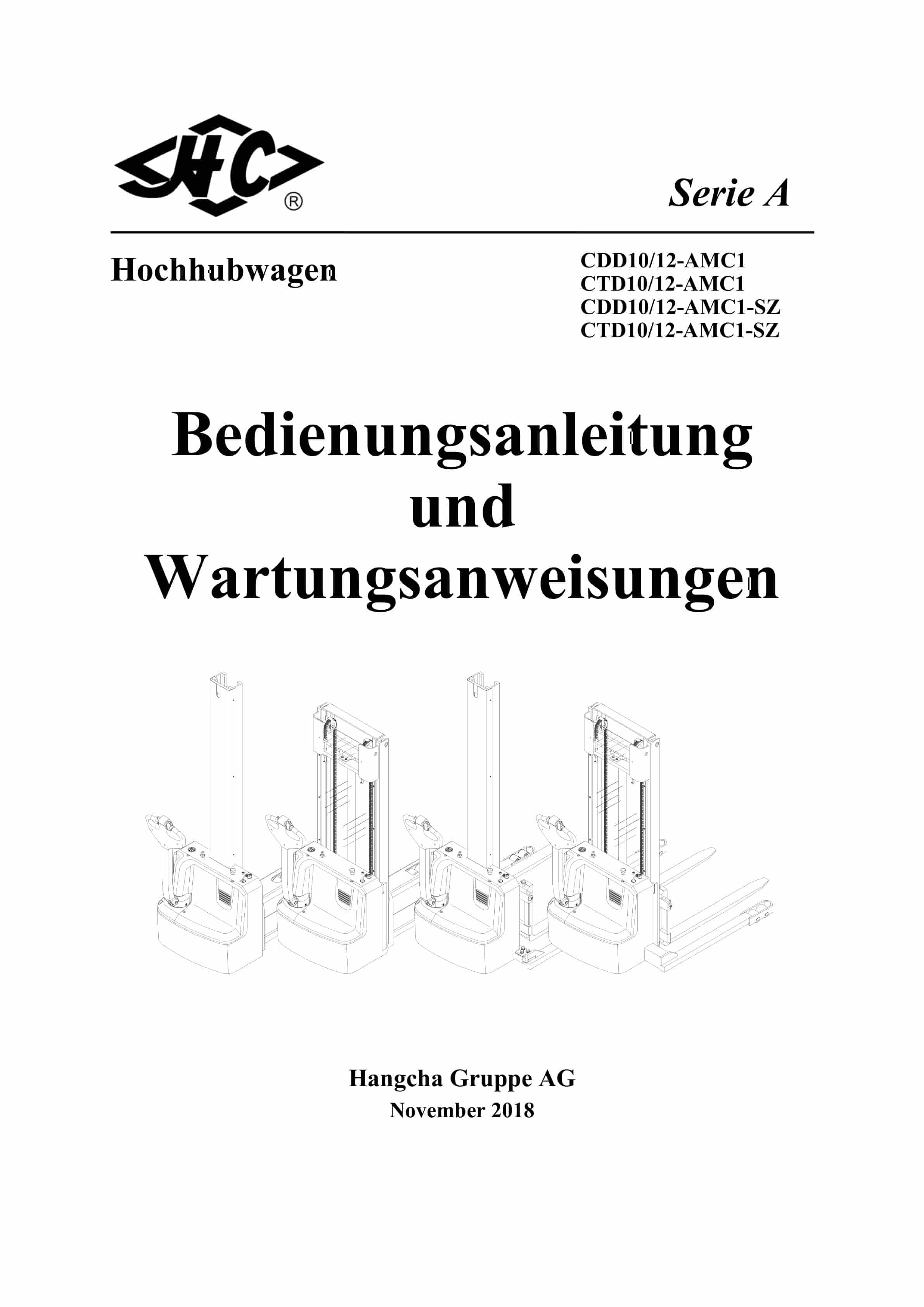 Hangcha CDD10-AMC1 to CTD12-AMC1-SZ Operation and Maintenance Manual DE