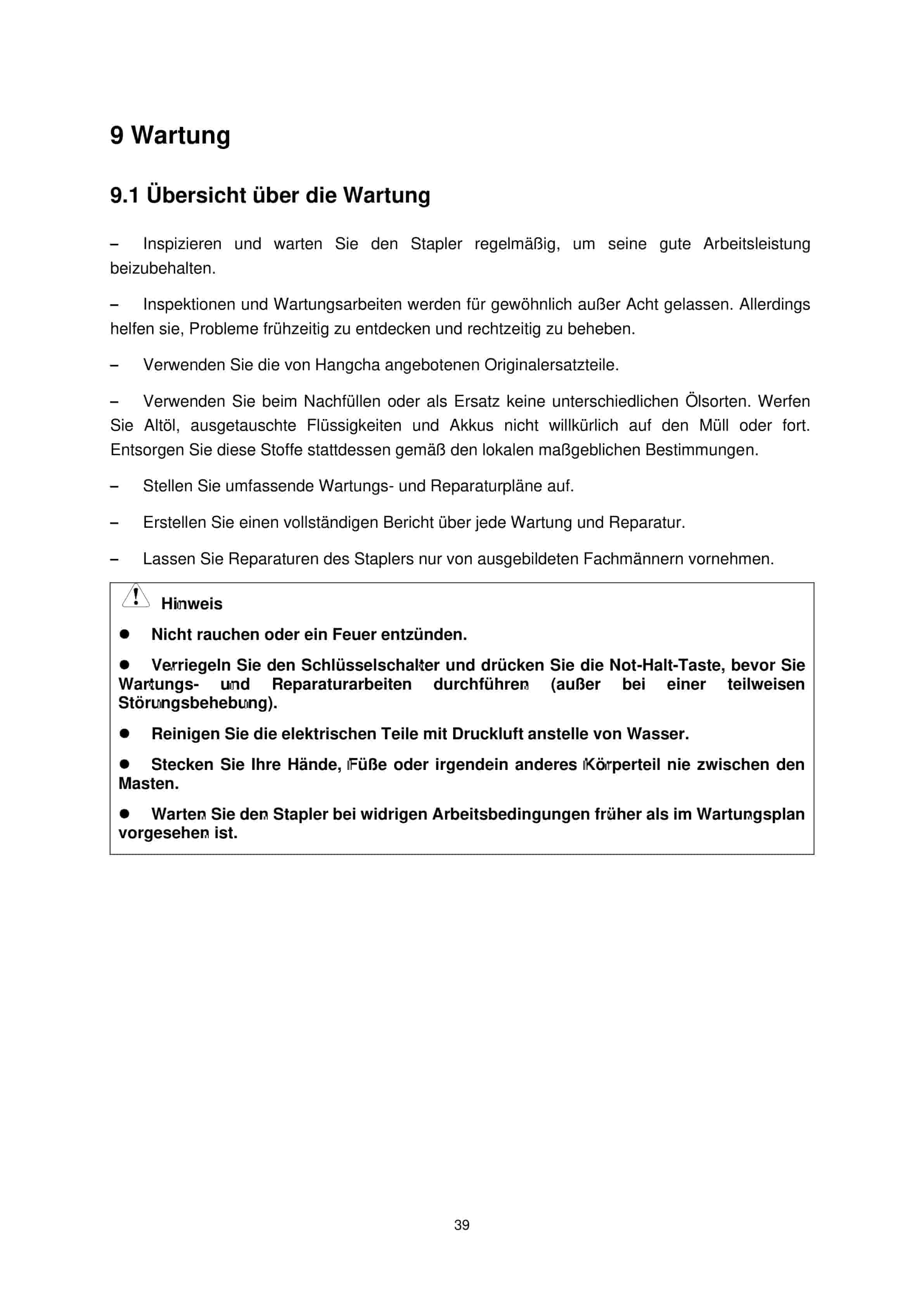 Hangcha CDD12-A2MA-SZ to CTD15-A2MJ-ISZ Operation and Maintenance Manual DE-2