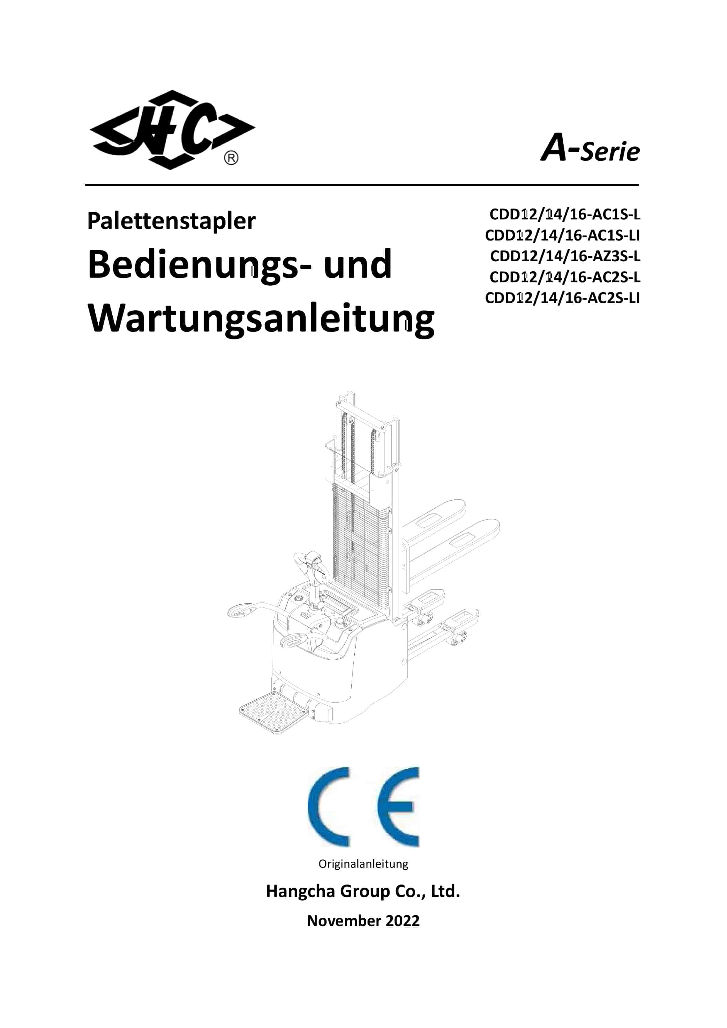 Hangcha CDD12-AC1S-L to CDD16-AC2S-LI Operation and Maintenance Manual DE