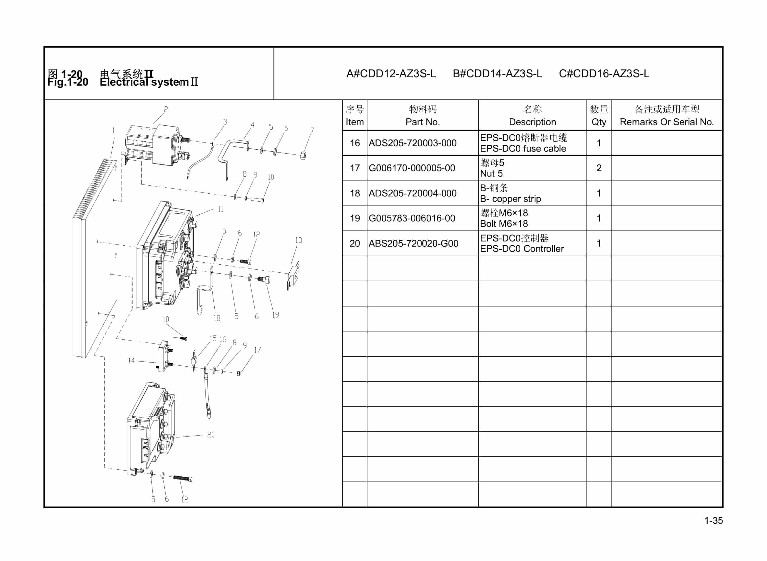 Hangcha CDD12-AZ3S-L to CDD16-AC1S-LI Parts Catalog-5