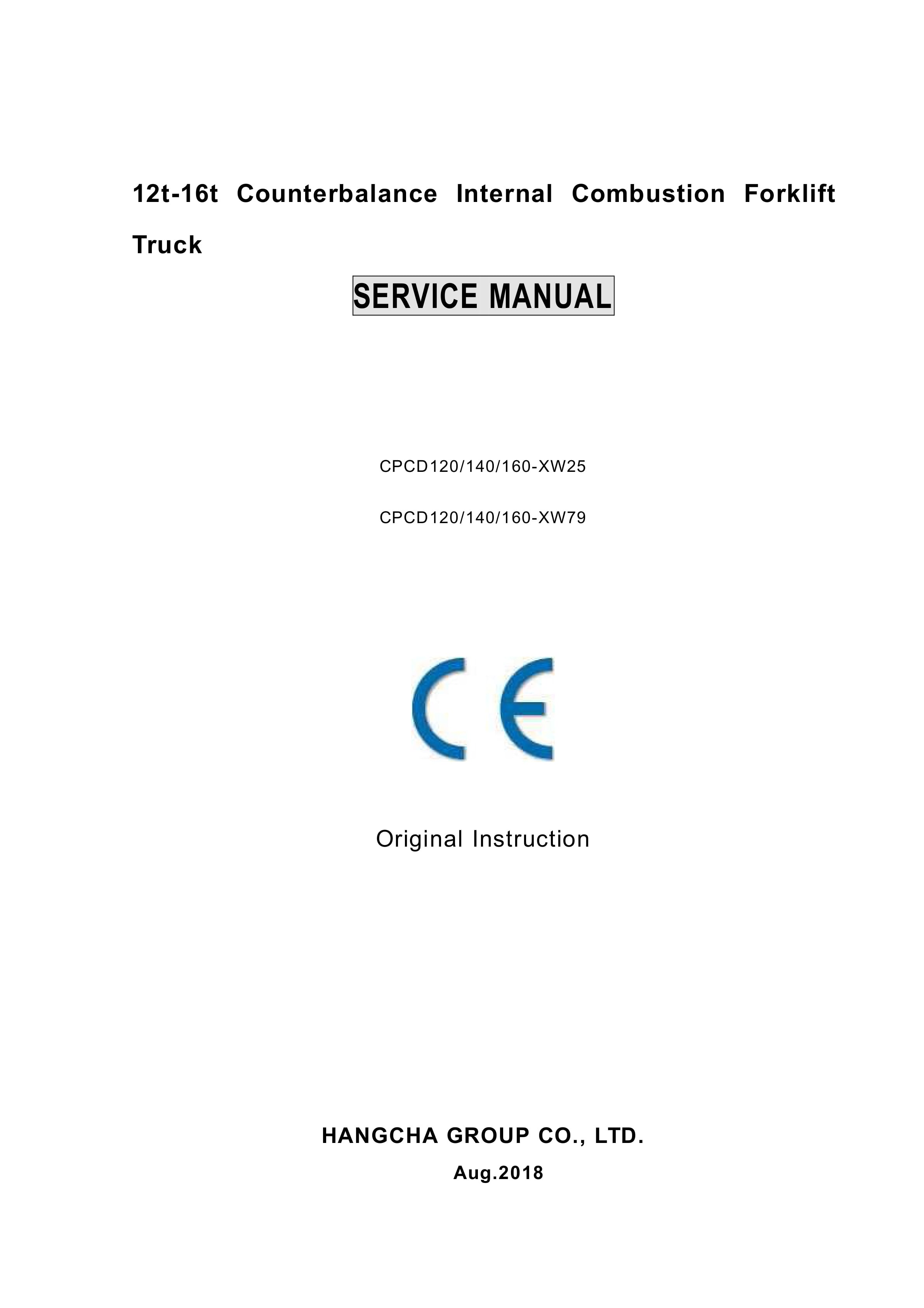 Hangcha CPCD120-XW25 to CPCD160-XW79 Service Manual