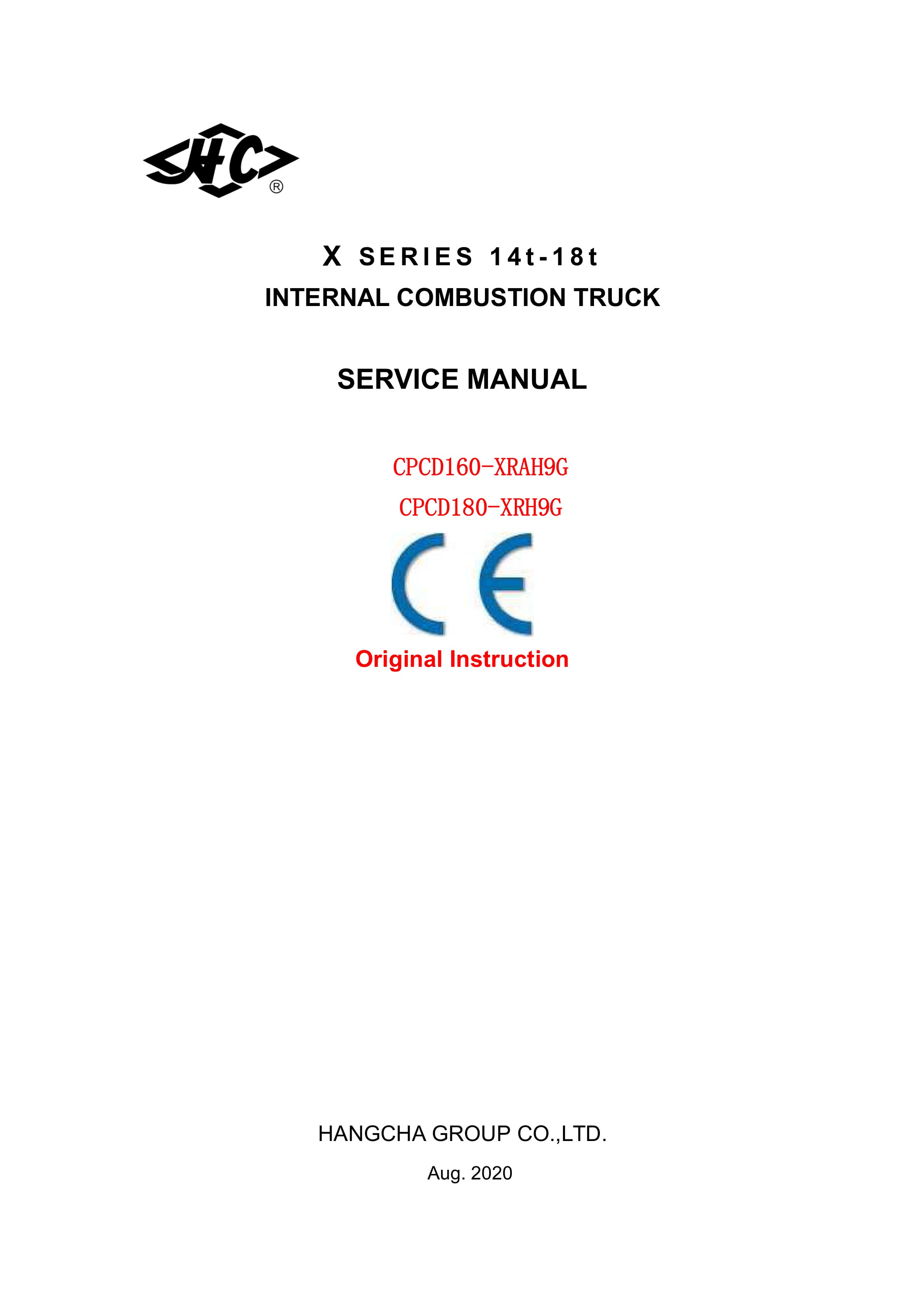 Hangcha CPCD160-XRAH9G, CPCD180-XRH9G Service Manual