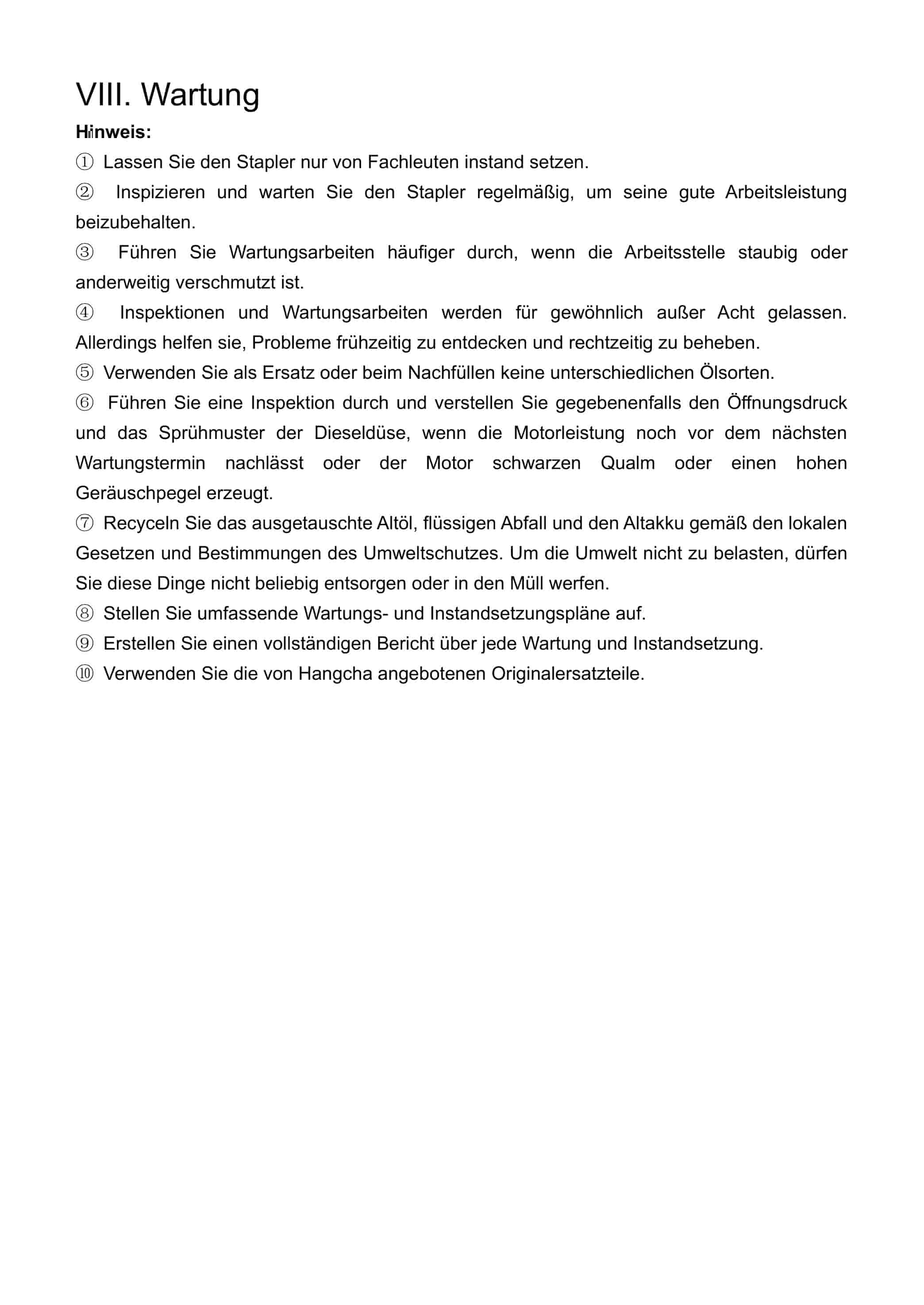 Hangcha CPCD50-XW65E-RT2 to CPCD50-XW70C-RT4 Operation and Maintenance Manual DE-3