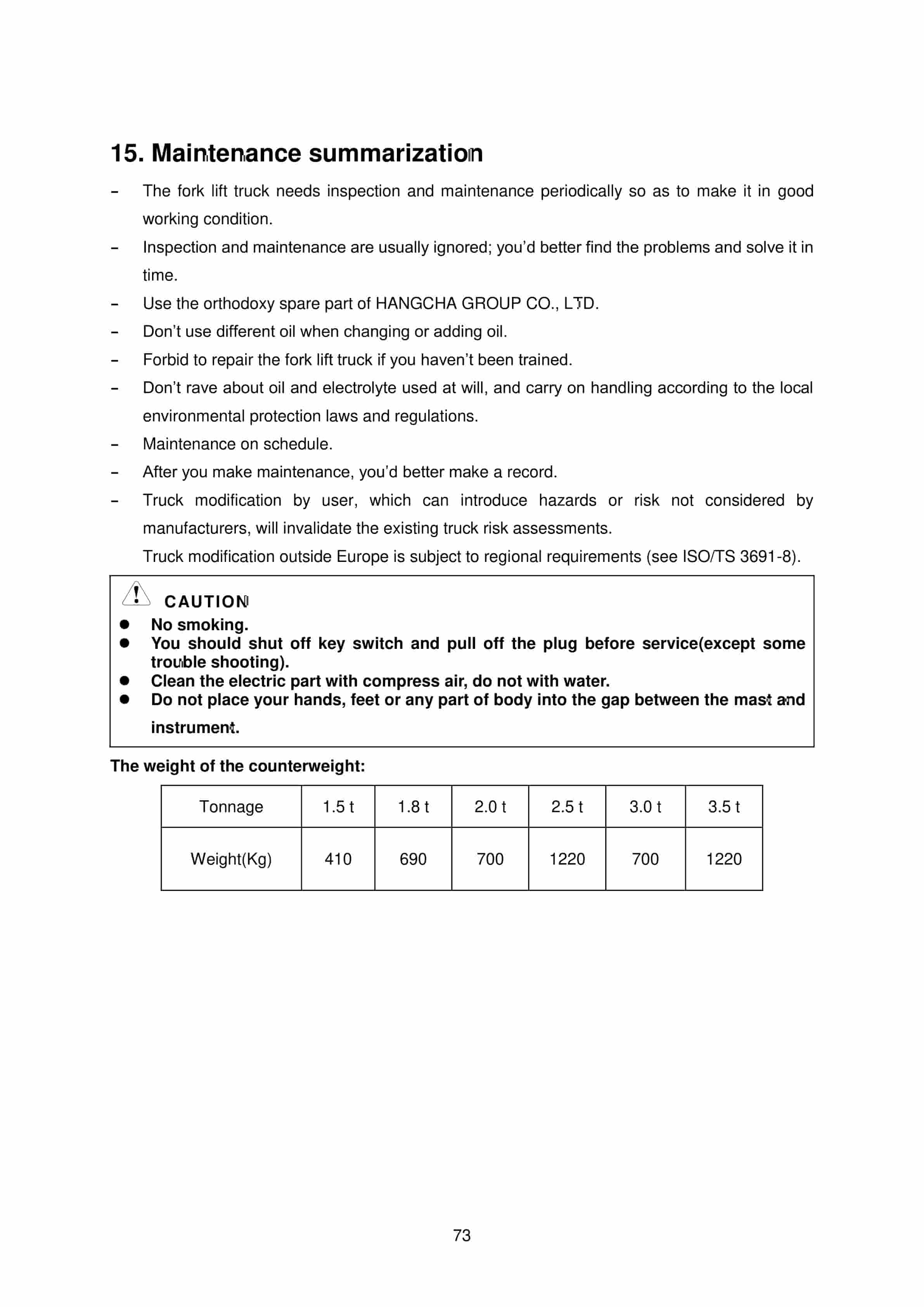 Hangcha CPD15-AEY2 to CPD20-AEXD2-I Operation and Maintenance Manual-5