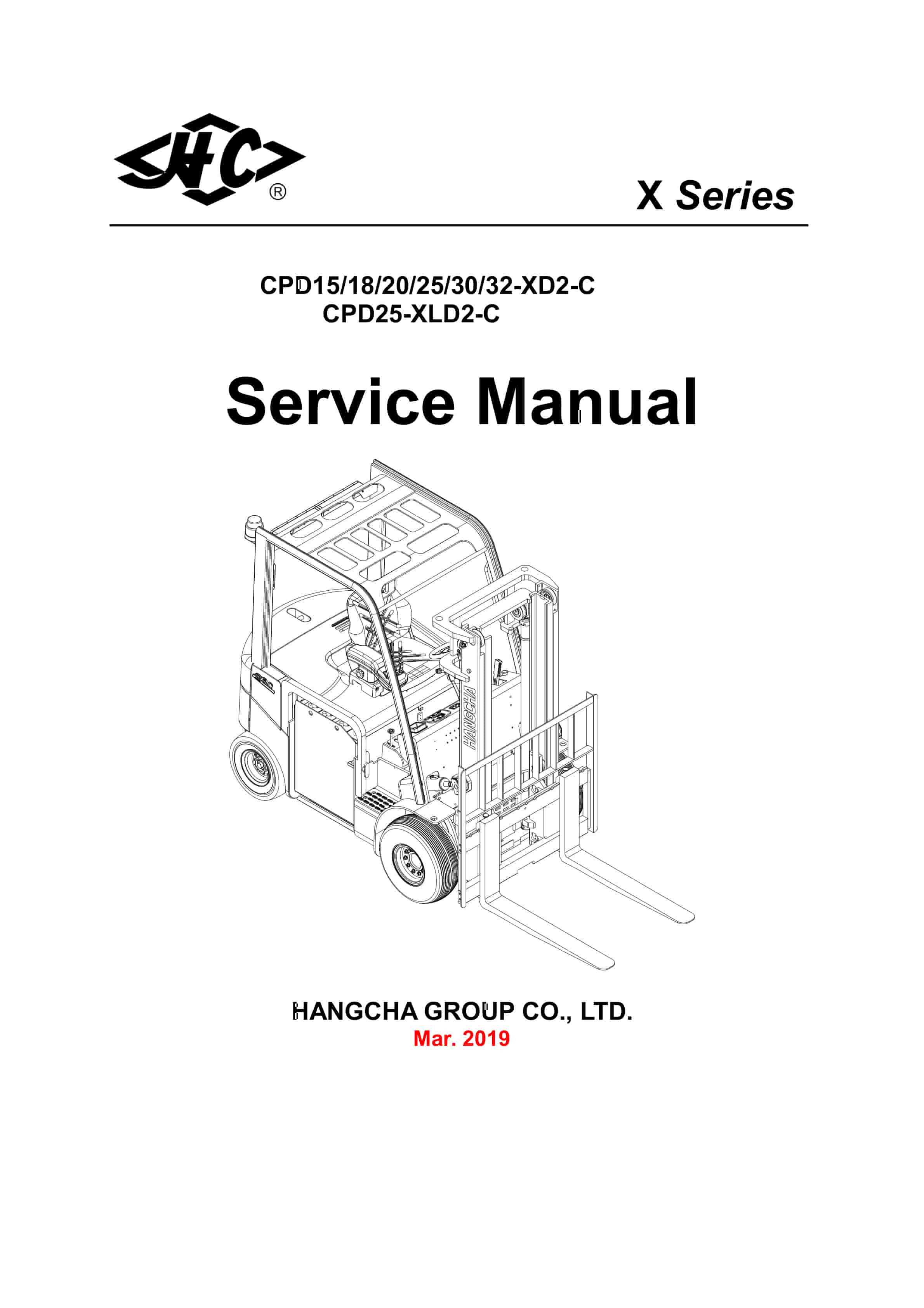 Hangcha CPD15-XD2-C to CPD25-XLD2-C Service Manual