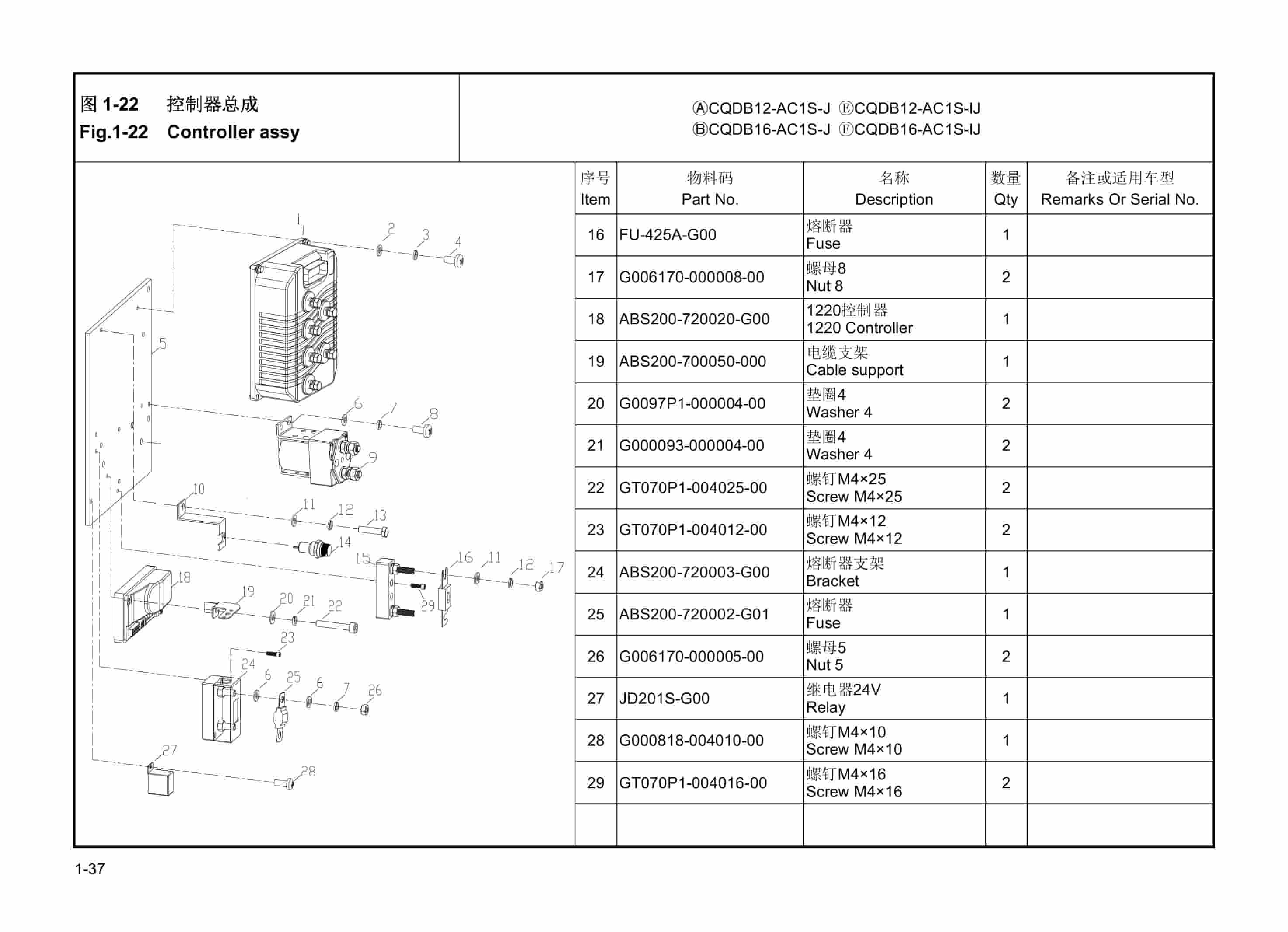 Hangcha CQDB12-AC1S-J to CQDB16-AC1S-IJ Parts Catalog-5