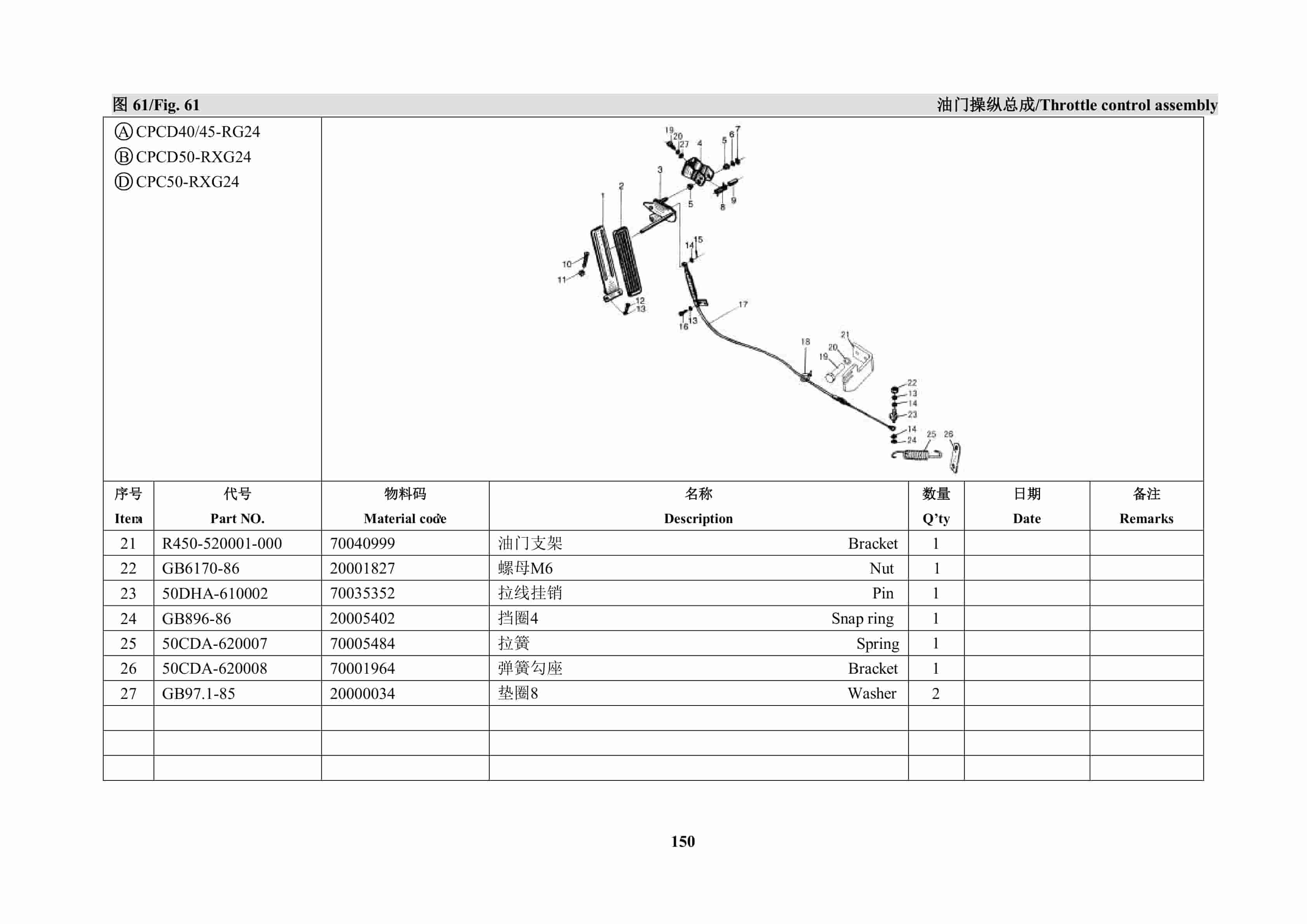 Hangcha R Series Diesel (4-X5T) Forklift Parts List-2
