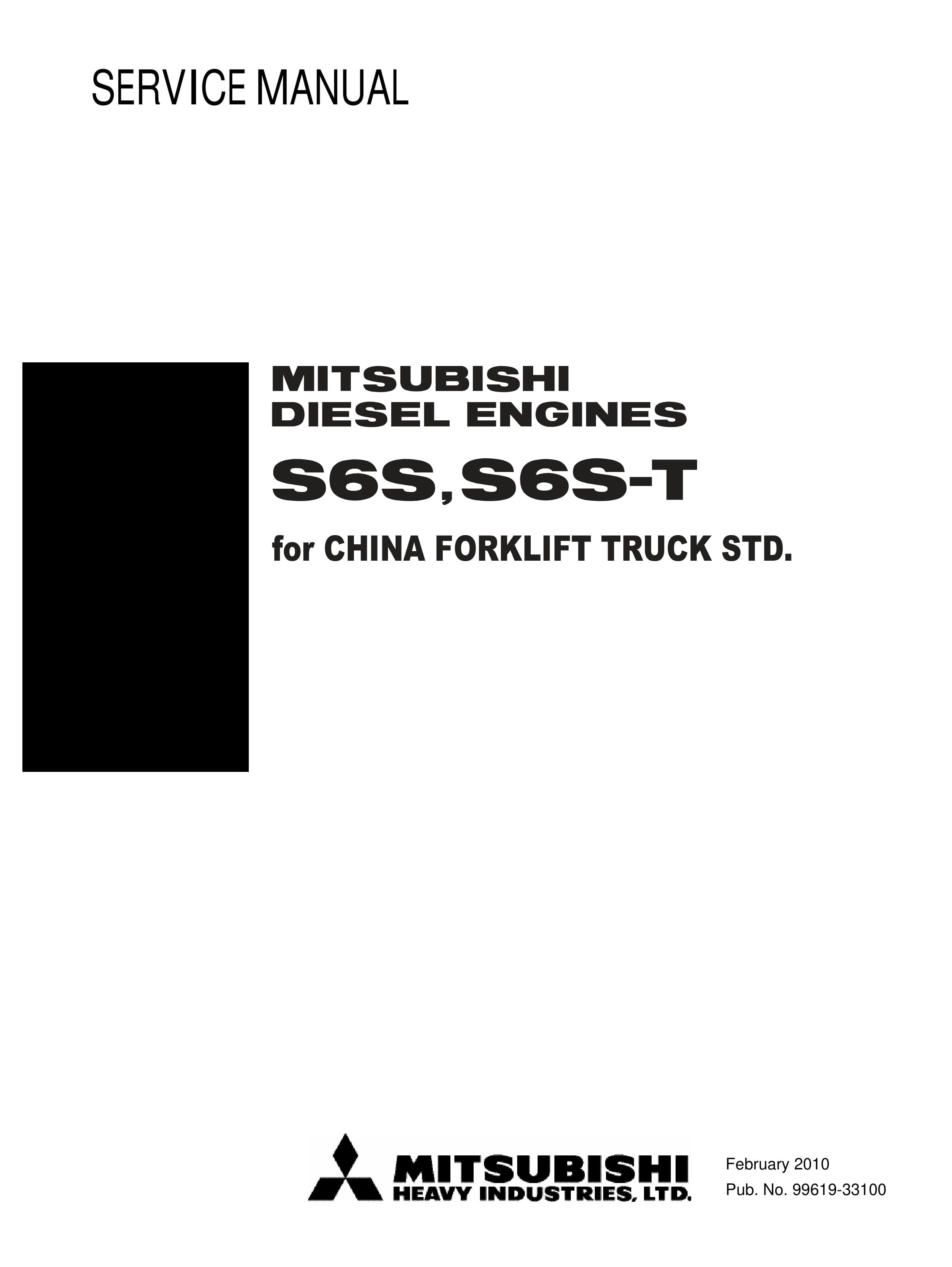 Mitsubishi S6S, S6S-T Diesel Engine Service Manual 99619-33100 1 Mitsubishi S6S, S6S-T Diesel Engine Service Manual 99619-33100