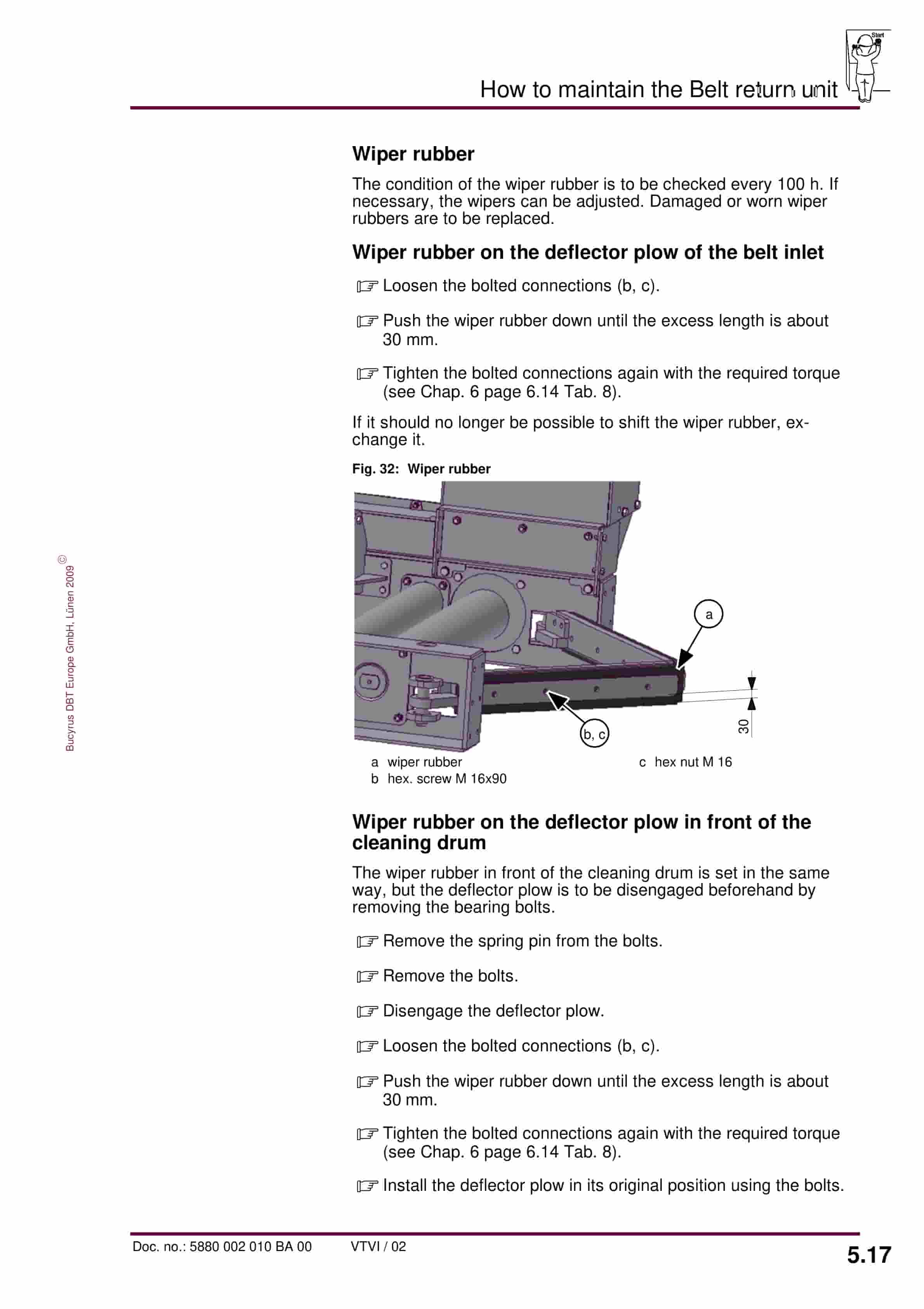 Bucyrus Belt Return Unit SMB-1600-3500 Operating Manual 5880 002 010 BA 00-3