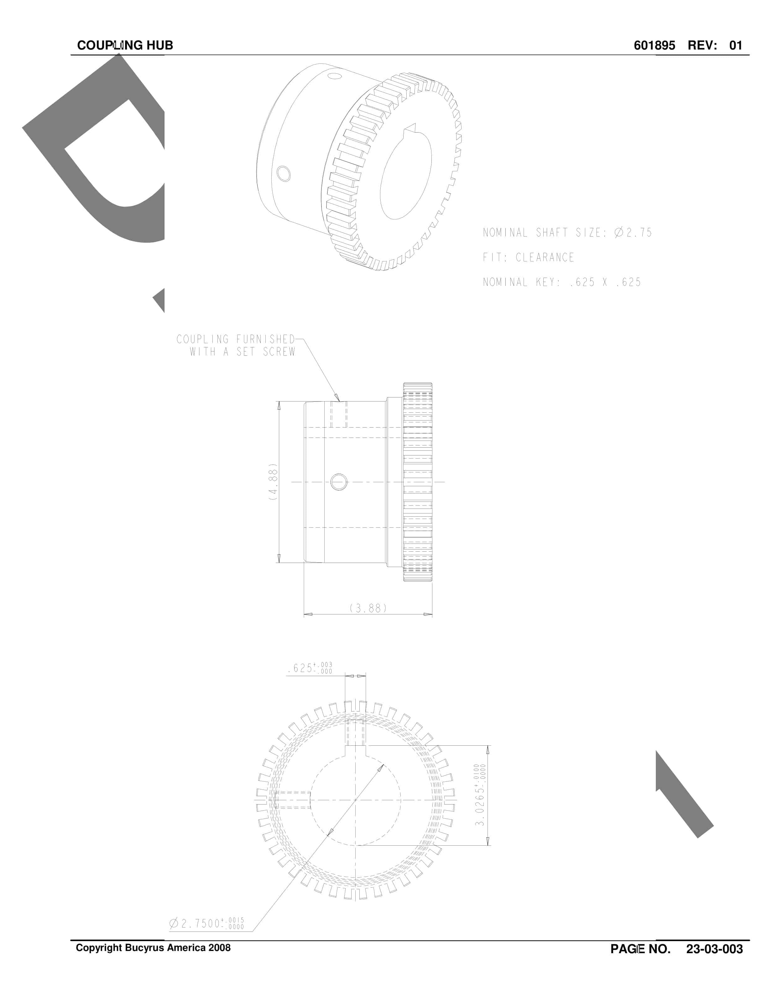 Bucyrus Belt System Spare Parts List 316102 - 318743-3