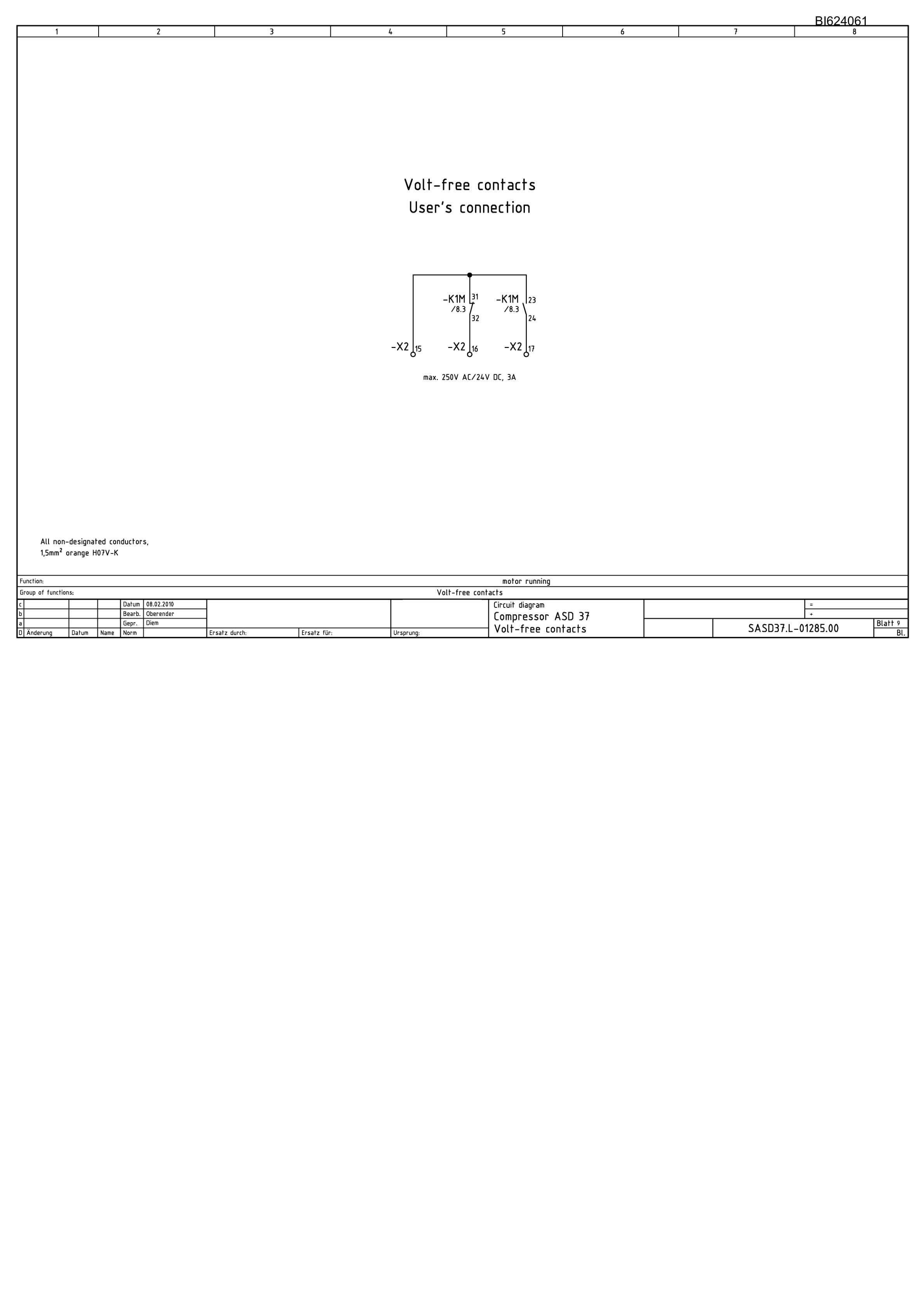 Bucyrus Compressor ASD 37 Electrical Diagrams BI624061-4