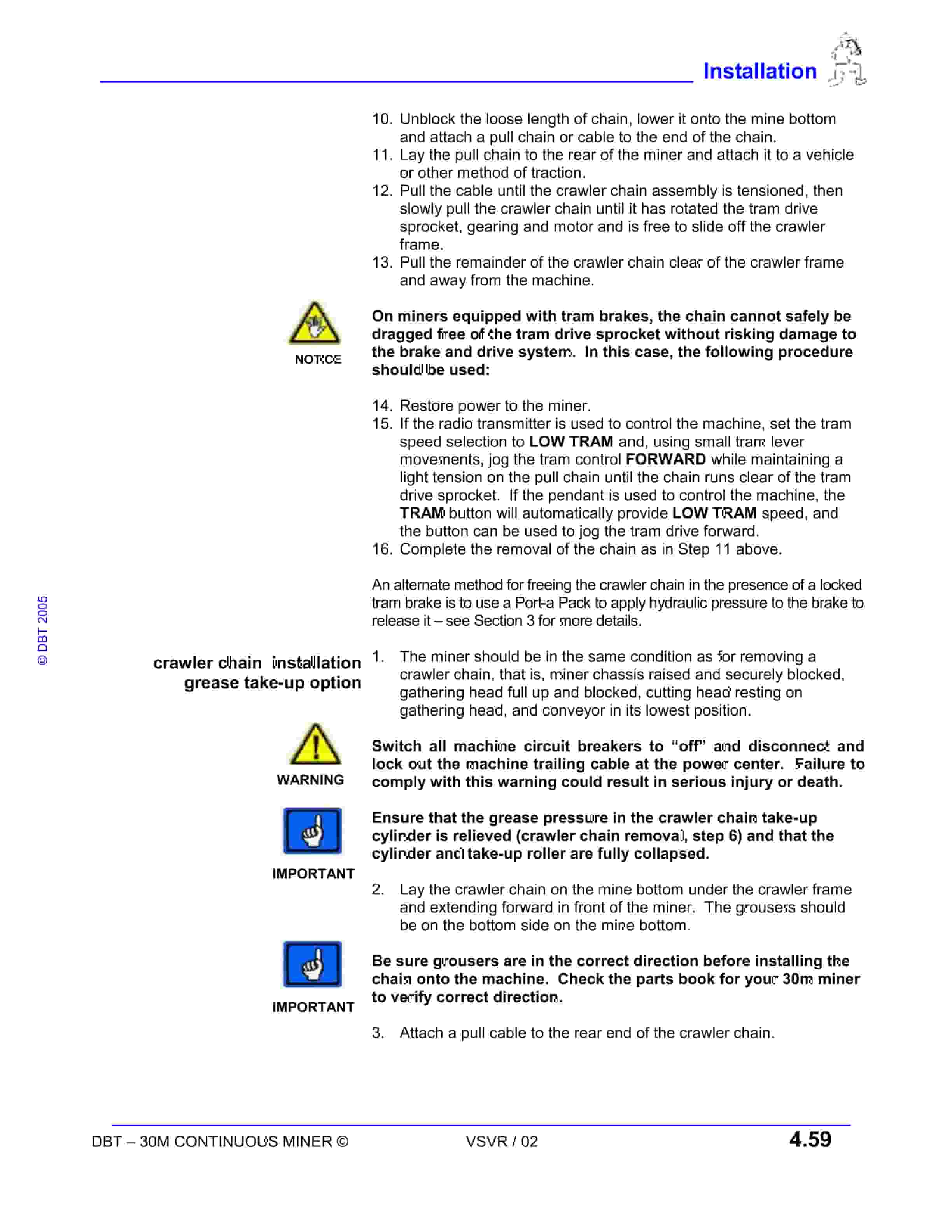 Bucyrus Continuous Miner Spare Parts List 373608-4