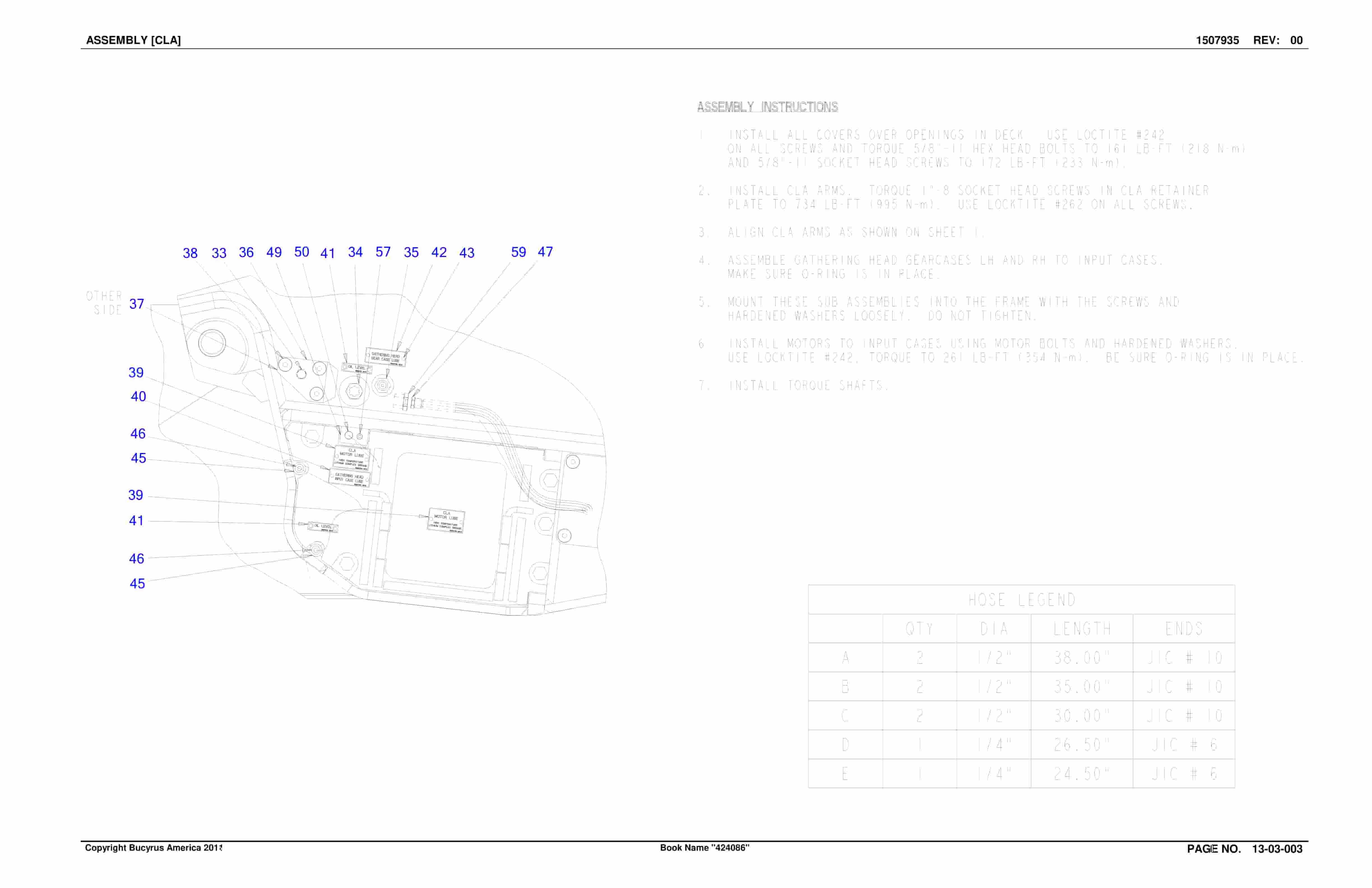 Bucyrus Continuous Miner Spare Parts List 907781-2