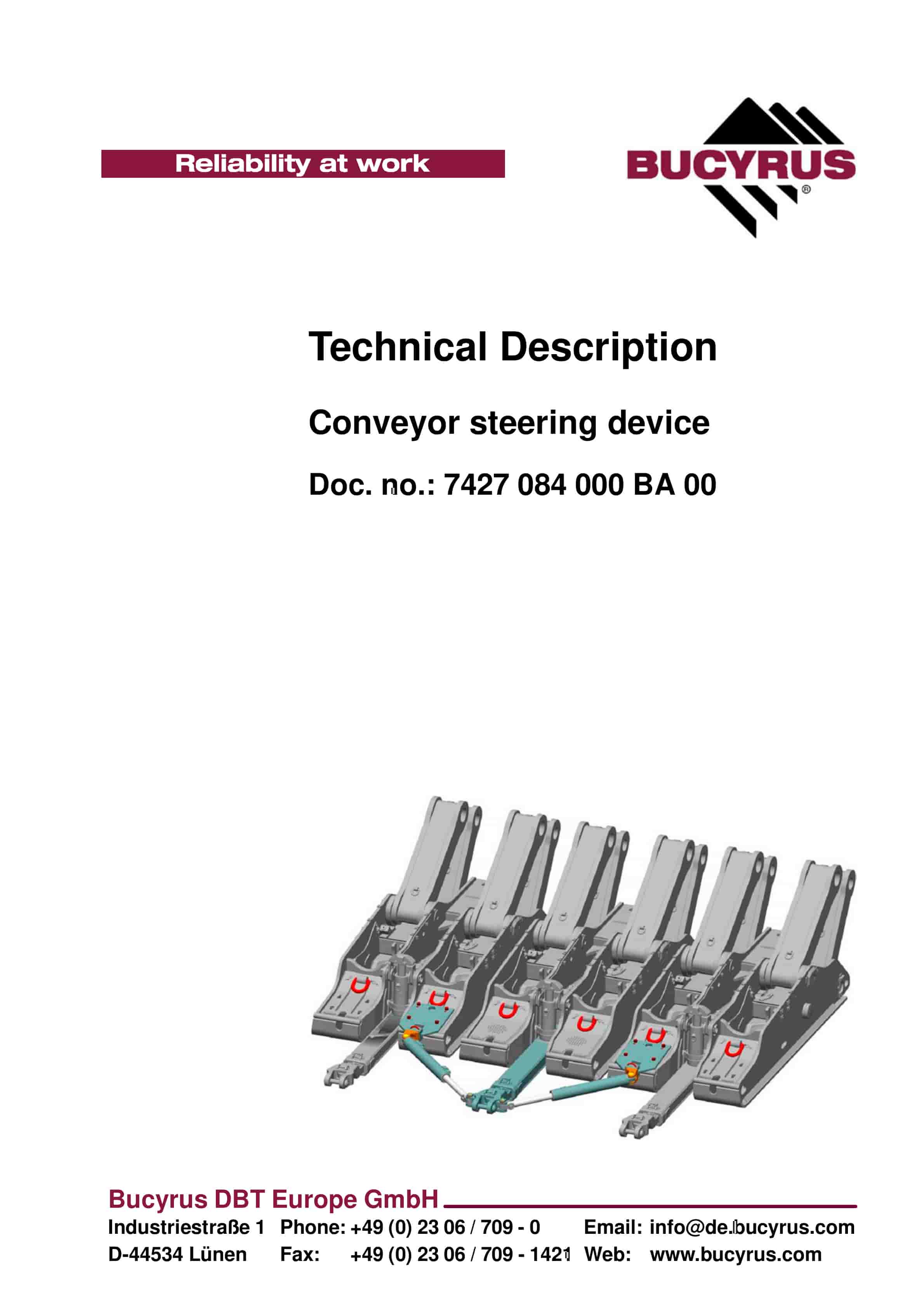 Bucyrus Conveyor Steering Device Technical Description 7427 084 000 BA 00