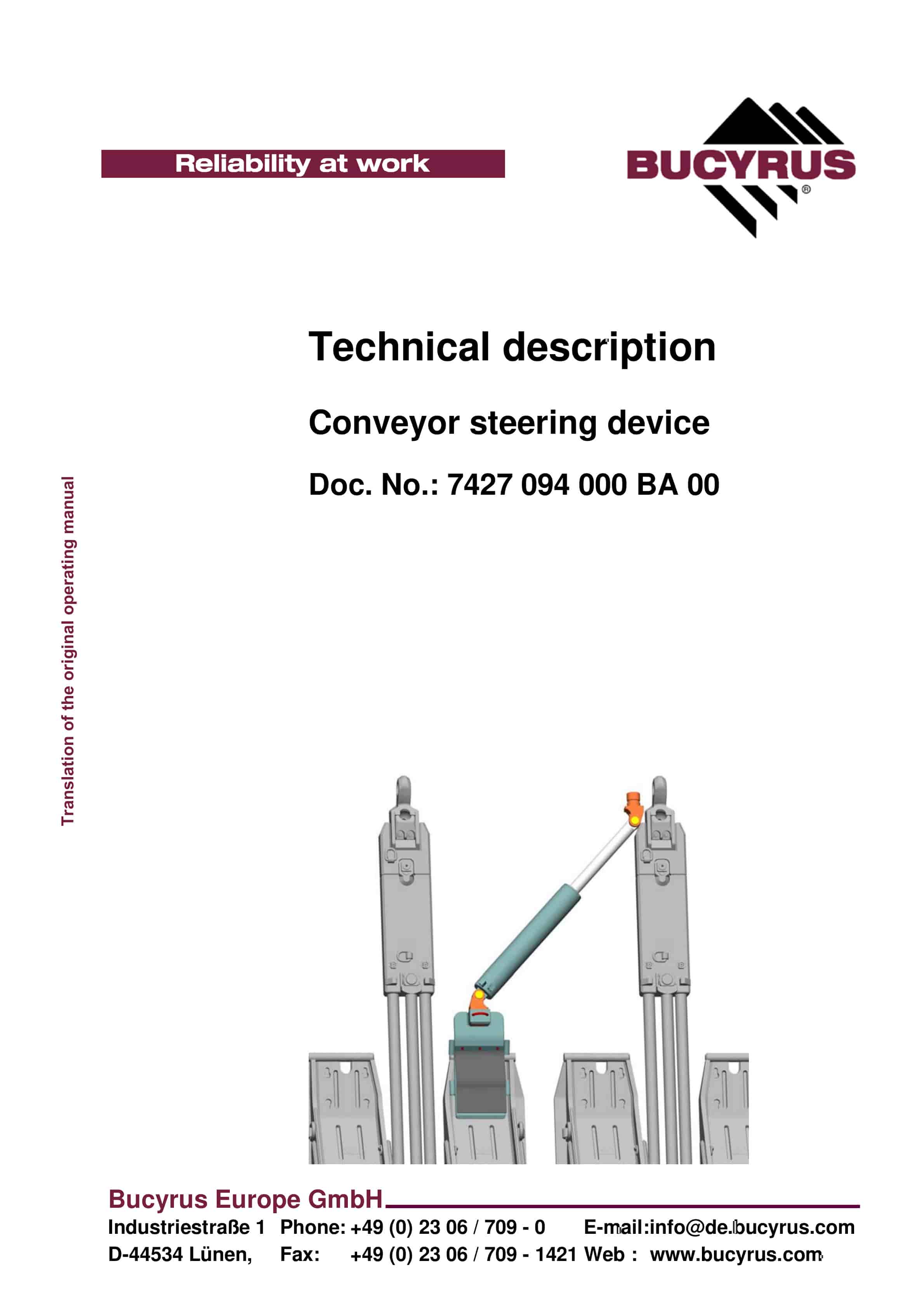 Bucyrus Conveyor Steering Device Technical Description 7427 094 000 BA 00