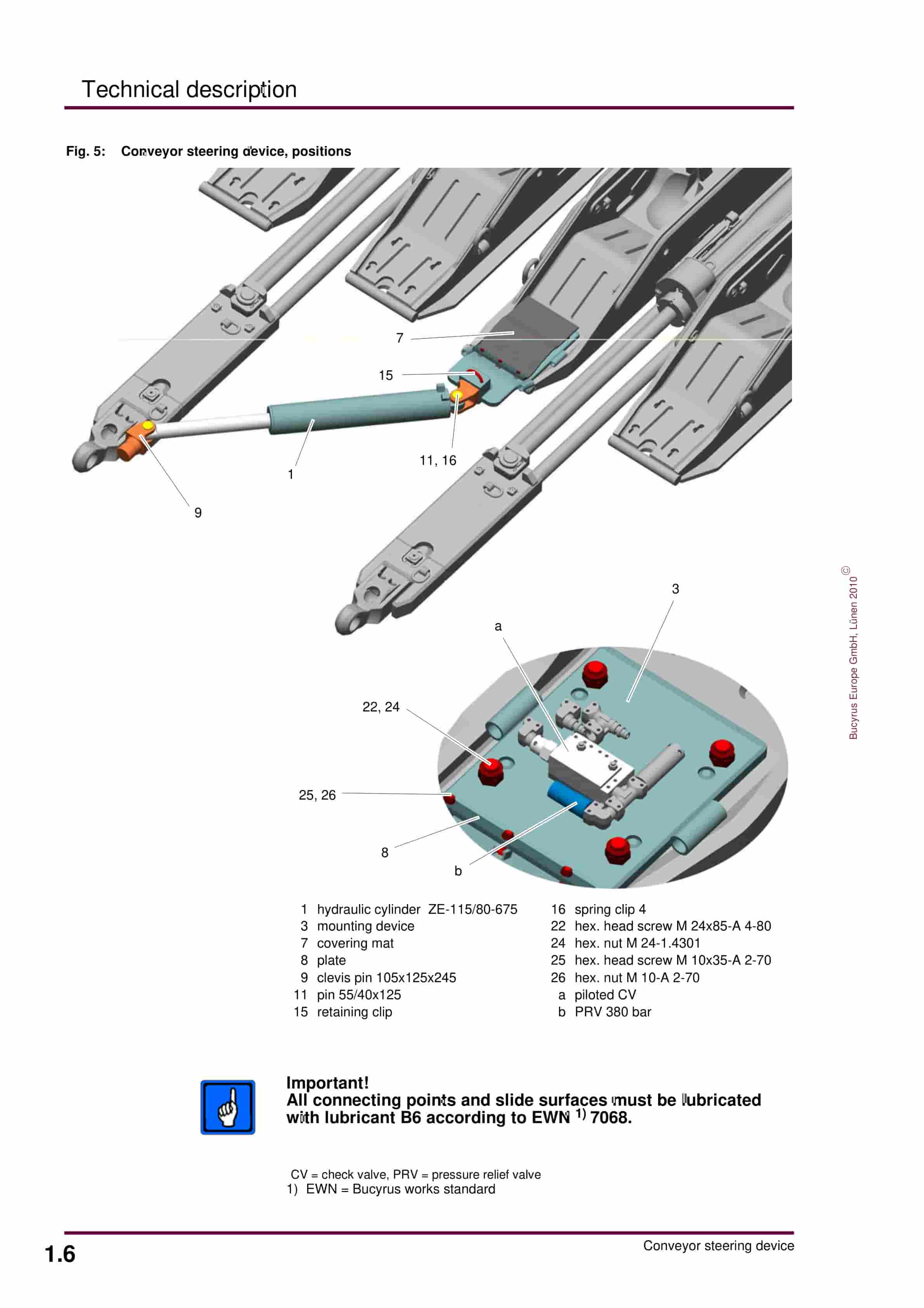 Bucyrus Conveyor Steering Device Technical Description 7427 094 000 BA 00-2