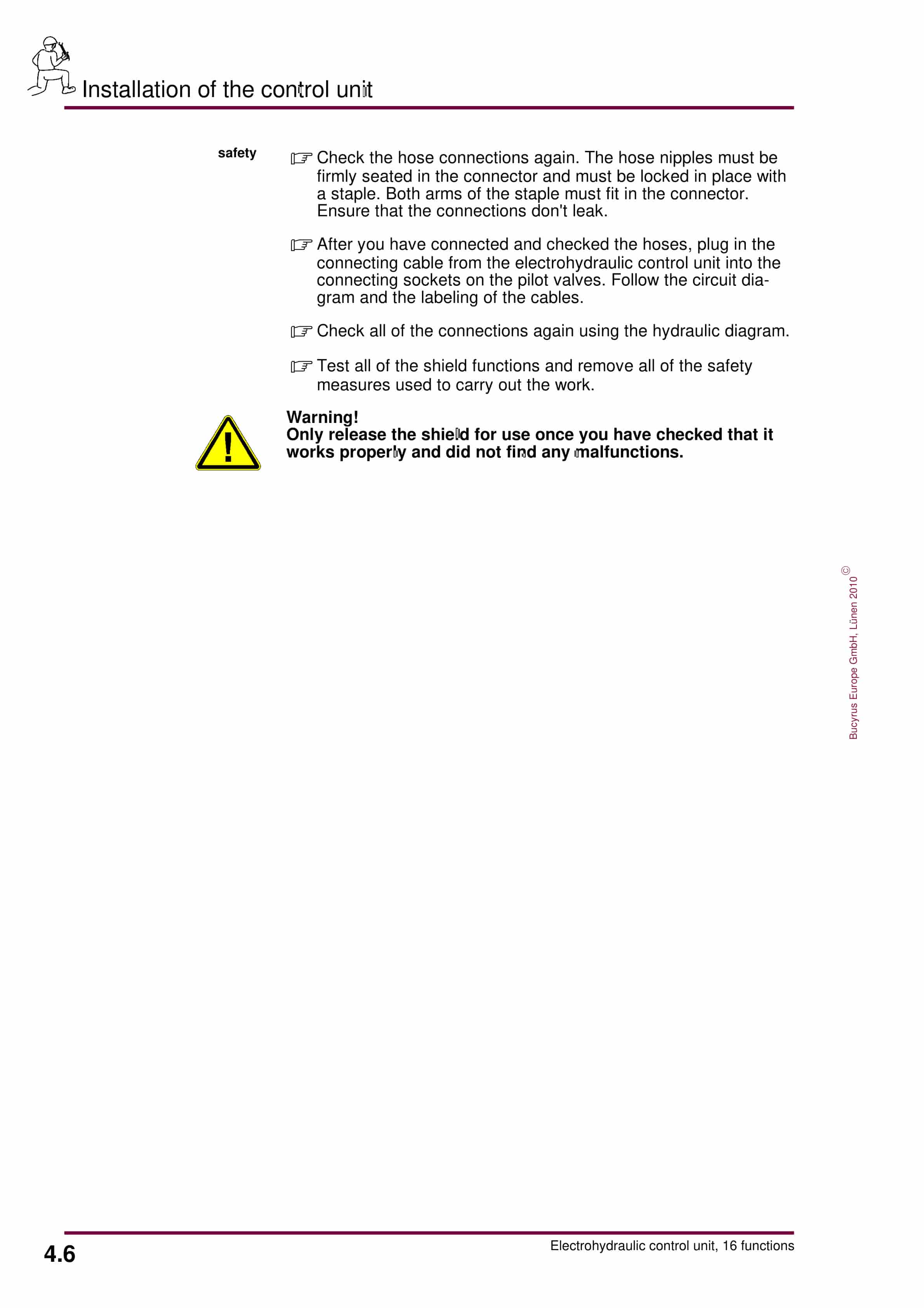 Bucyrus Electrohydraulic Control Unit, 16 Functions Operating Manual 8154 098 000 BA 00-2