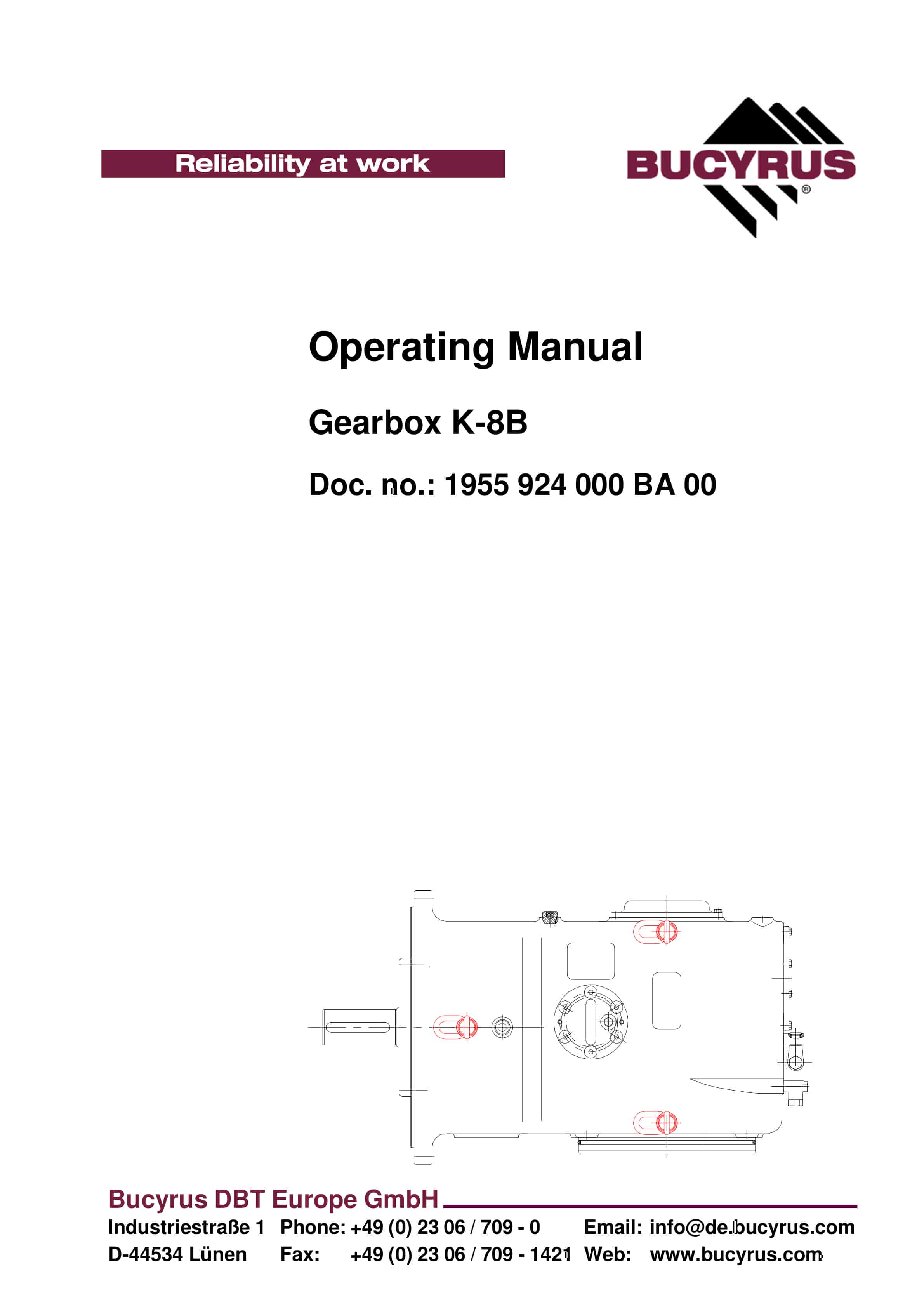 Bucyrus Gearbox K-8B Operating Manual 1955 924 000 BA 00
