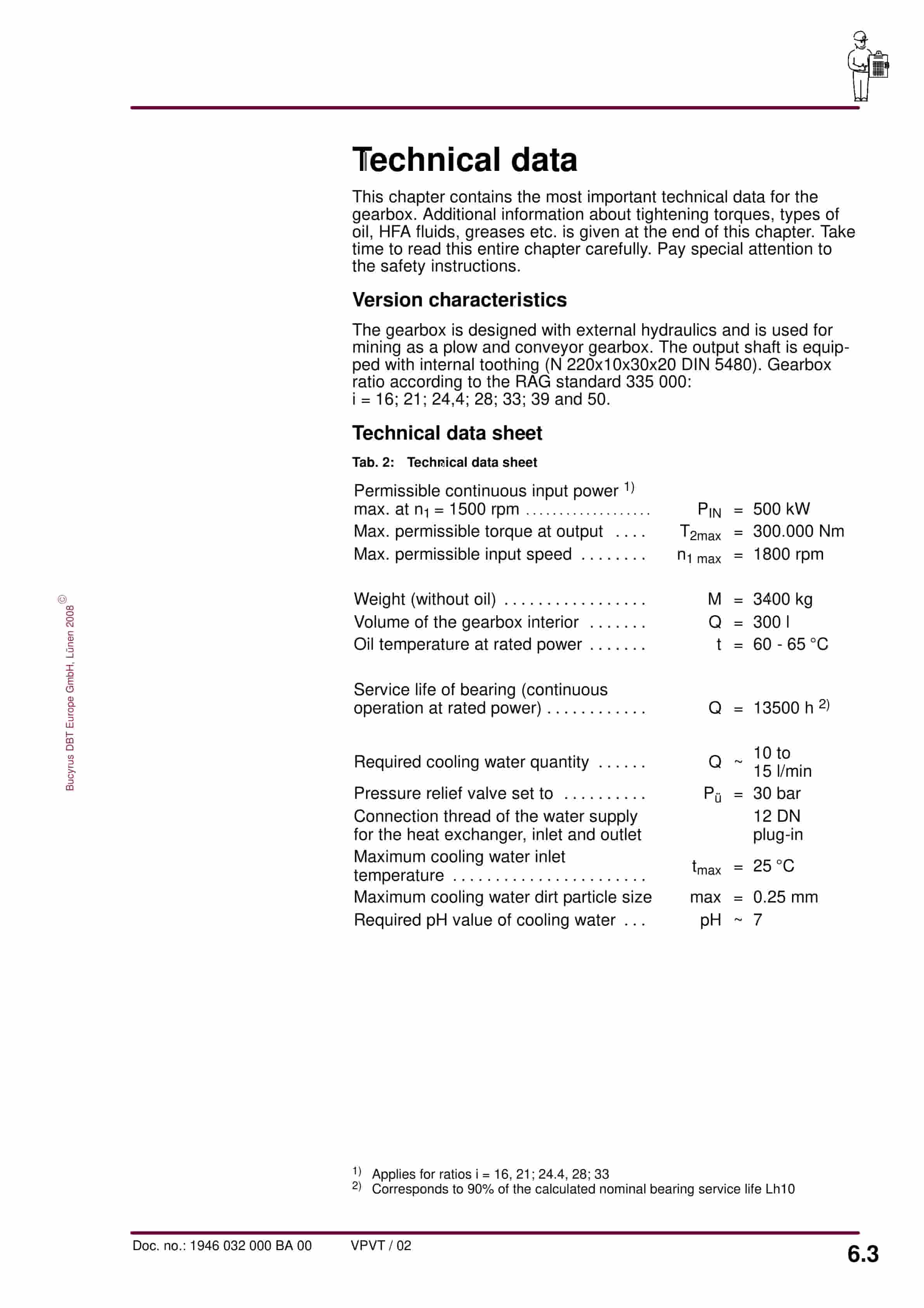 Bucyrus Gearbox P-30 UEL-R Operating Manual 1946 032 000 BA 00-3