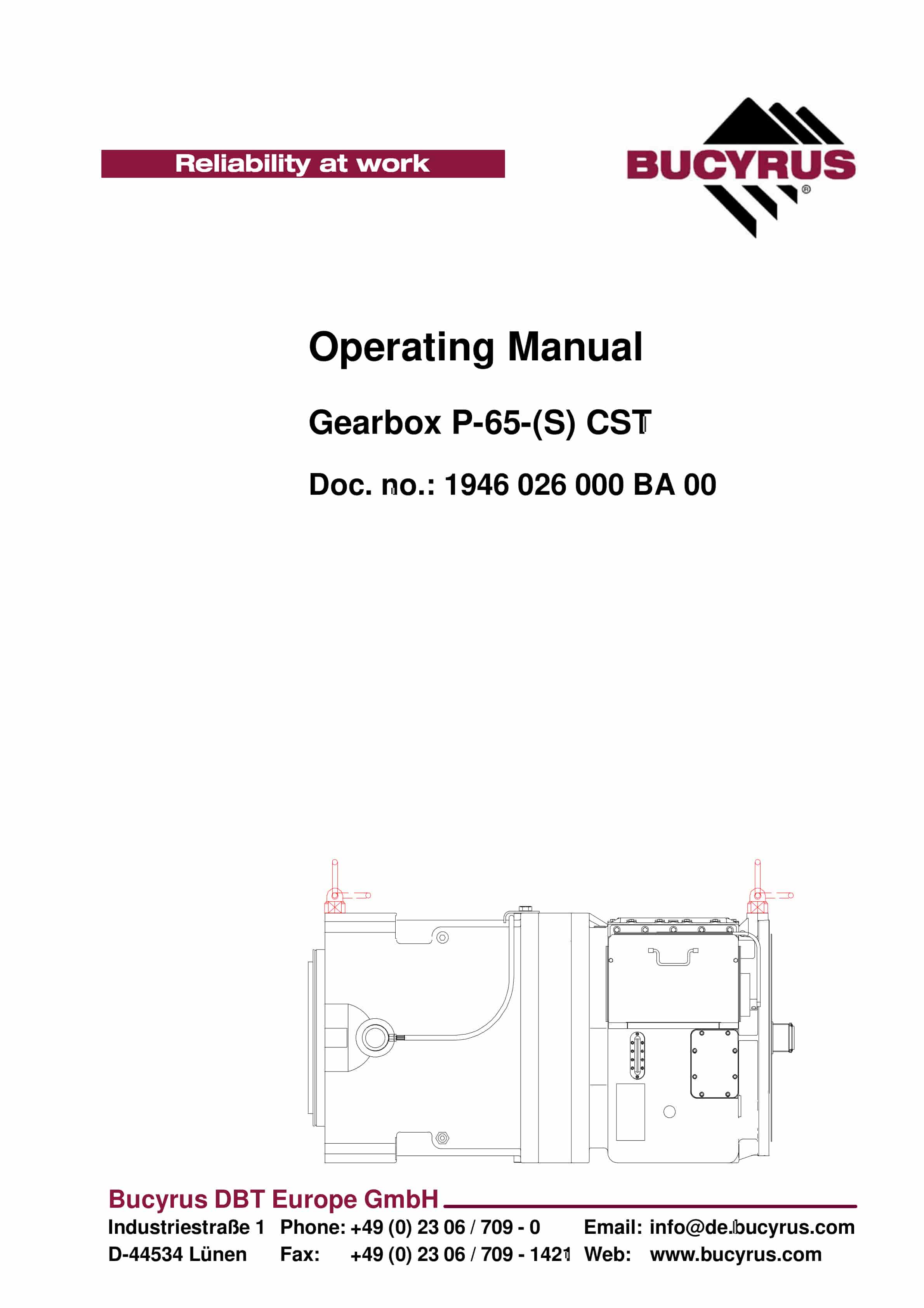 Bucyrus Gearbox P-65-(S) CST Operating Manual 1946 026 000 BA 00