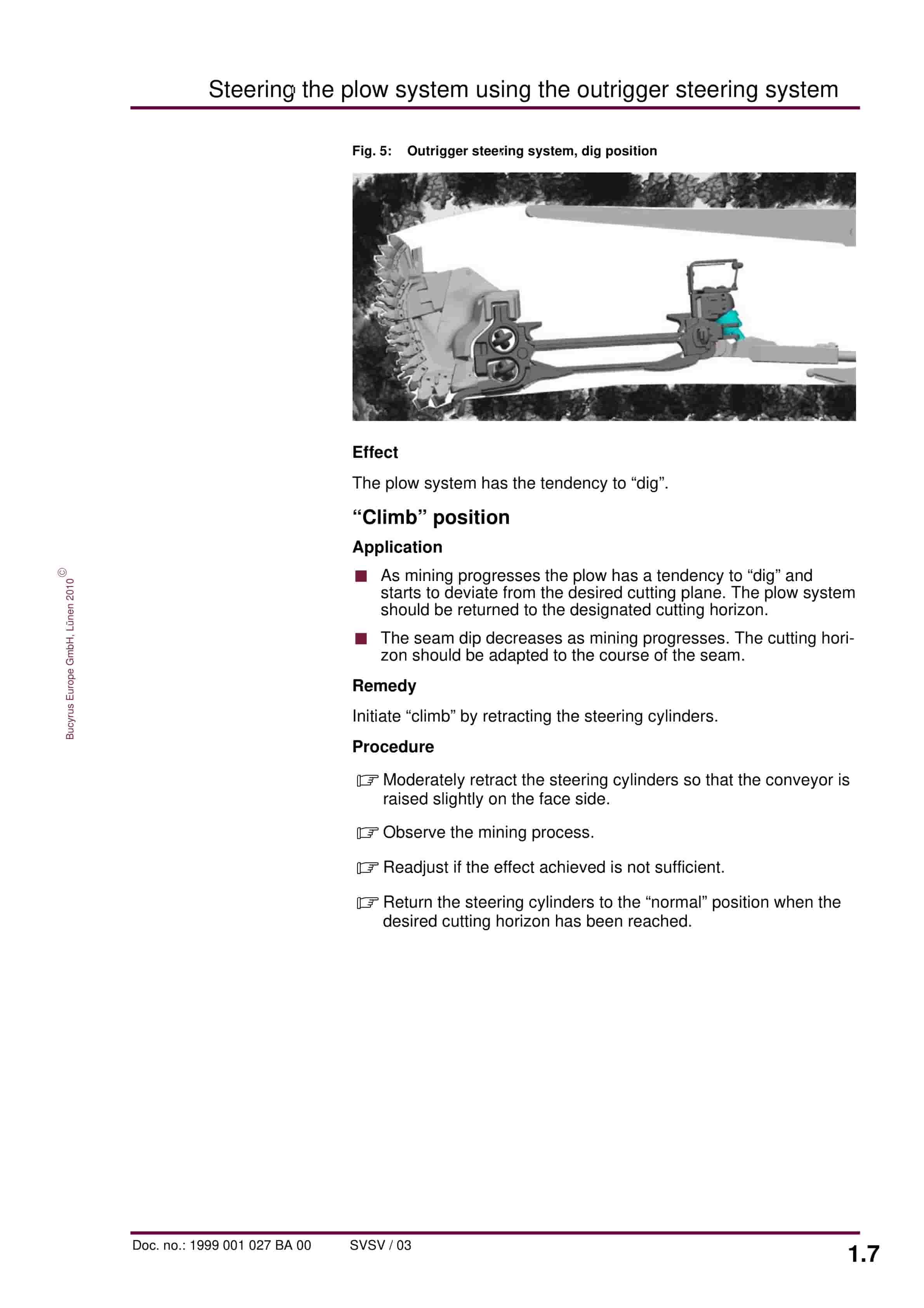 Bucyrus Gleithobel Plow Outrigger Steering System Technical Description 1999 001 027 BA 00-2