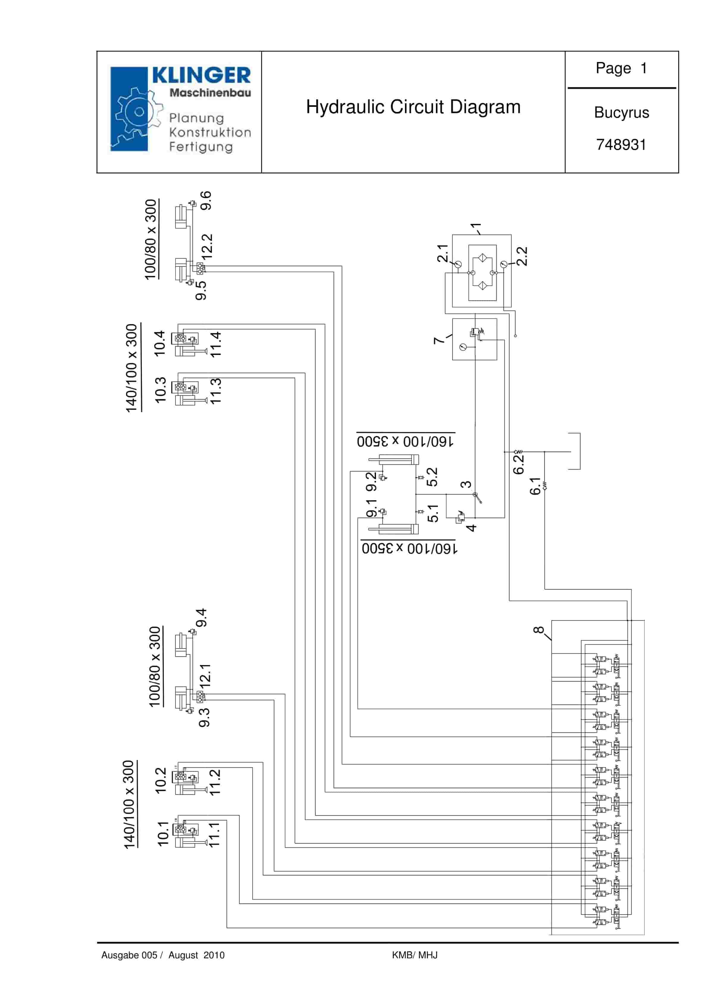 Bucyrus Hydraulic Circuit Diagram Service Parts List 748931