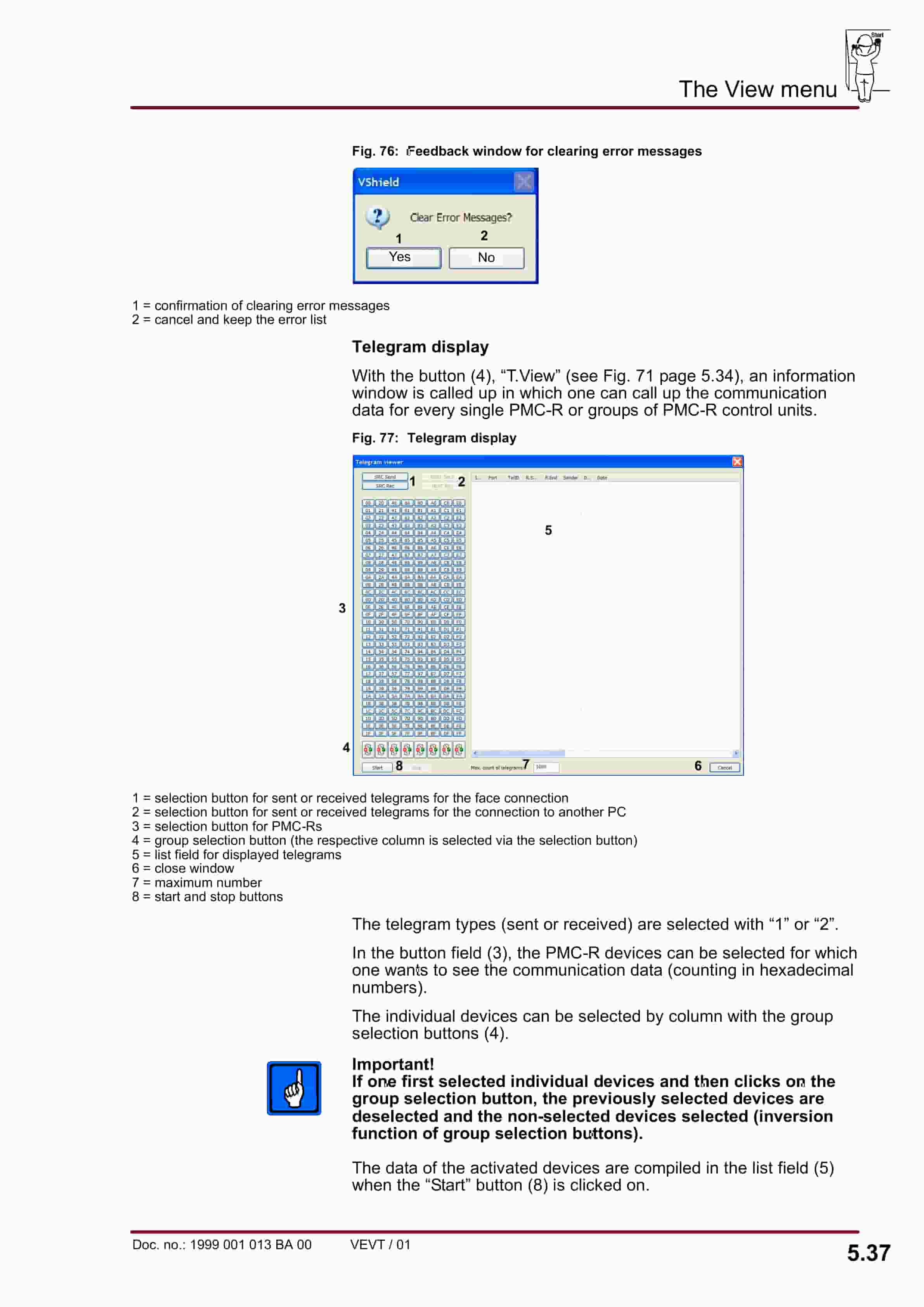 Bucyrus PMC-R-System Vshield Central Control Ver 10.56 Operating Manual 1999 001 013 BA 00-5