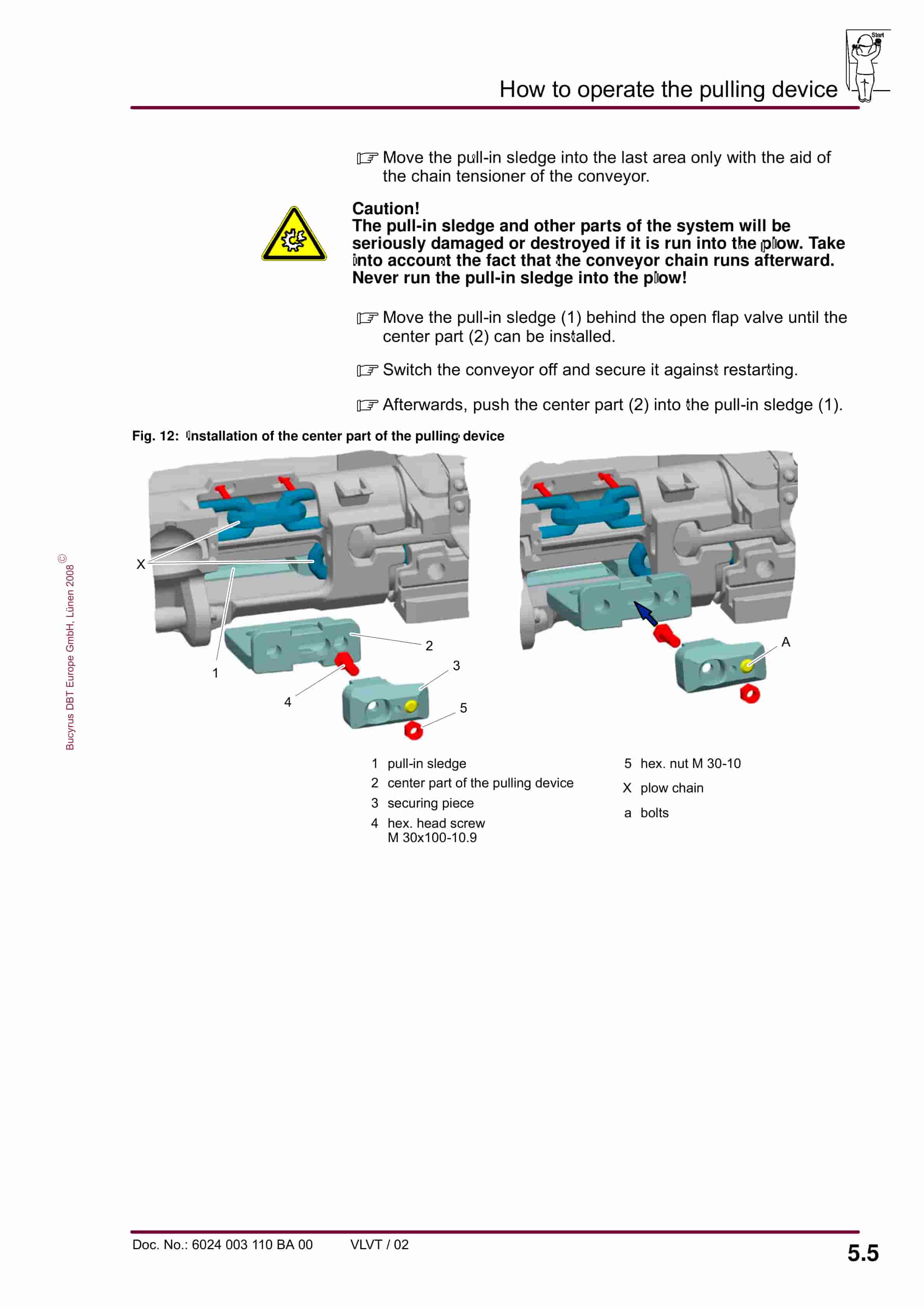 Bucyrus Pulling Device For Base-Plate Plow Chains (RHH 42) Operating Manual 6024 003 110 BA 00-3