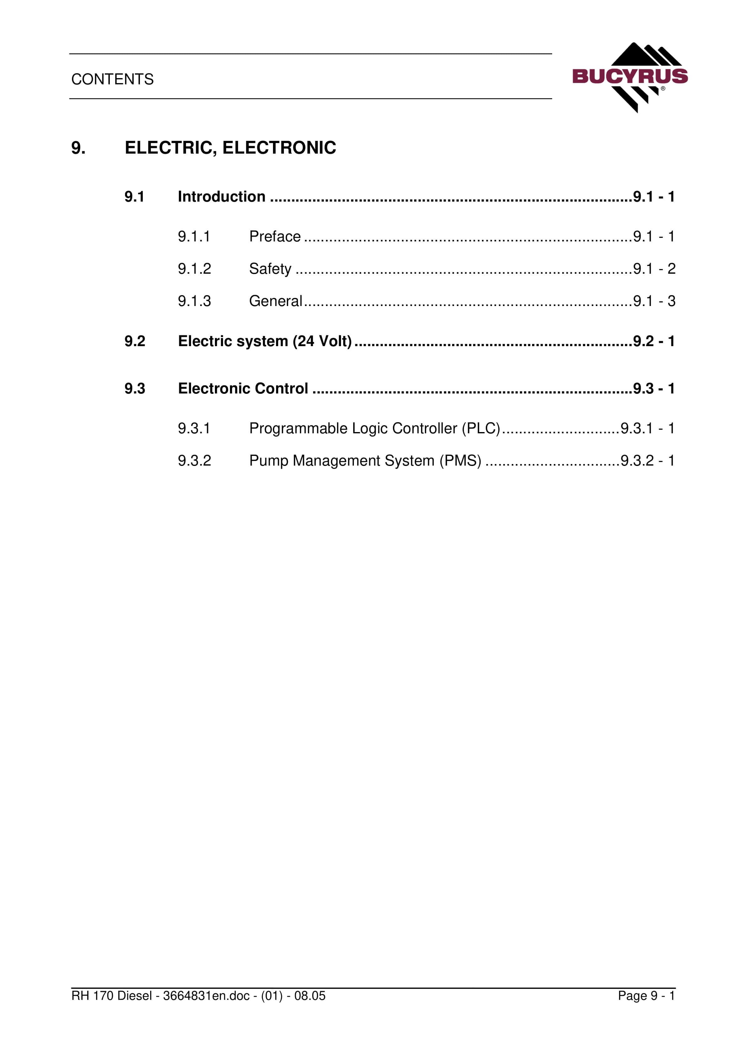 Bucyrus RH 170-B Technical Handbook 170069-4