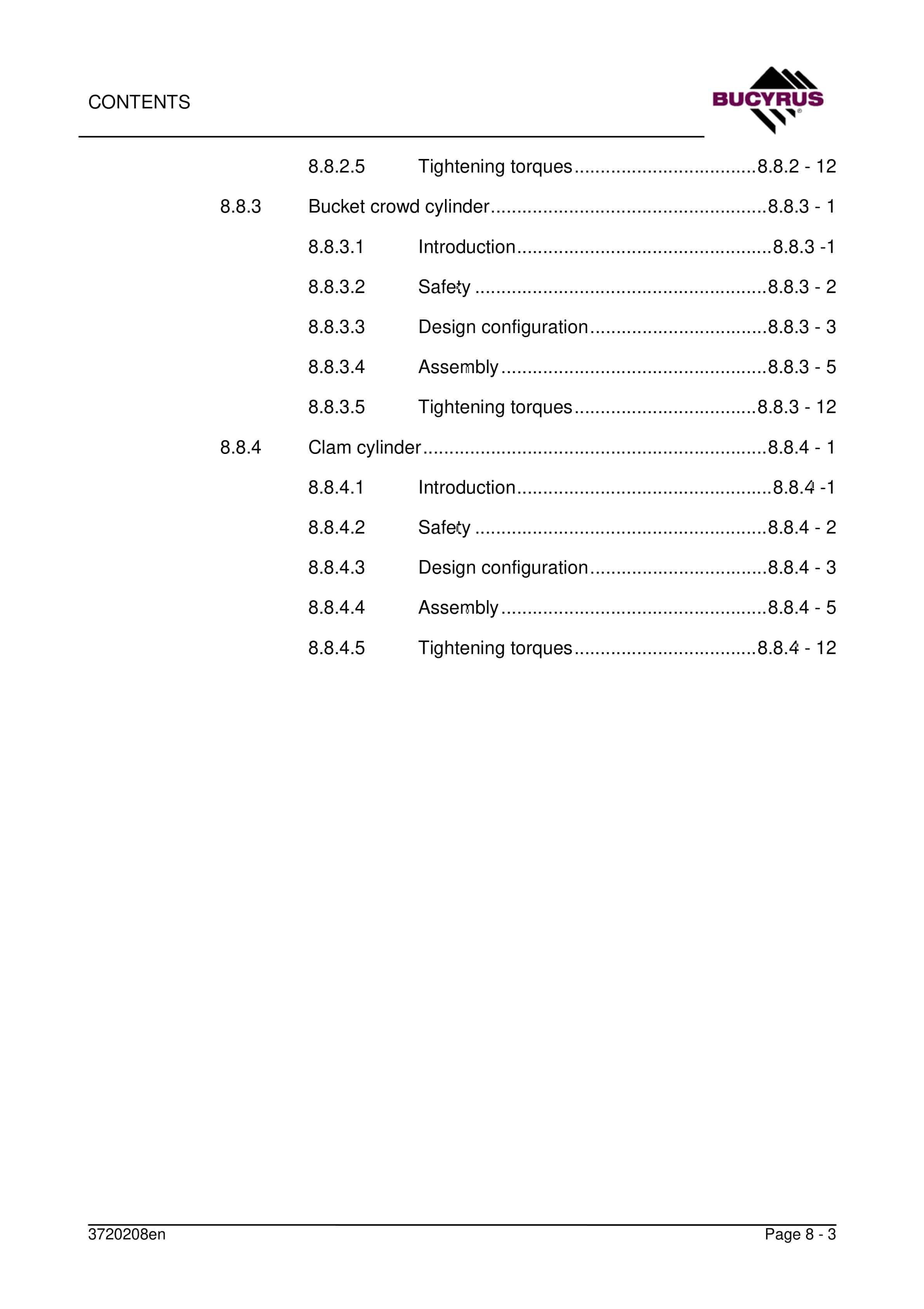 Bucyrus RH 170-B Technical Handbook 170092-3
