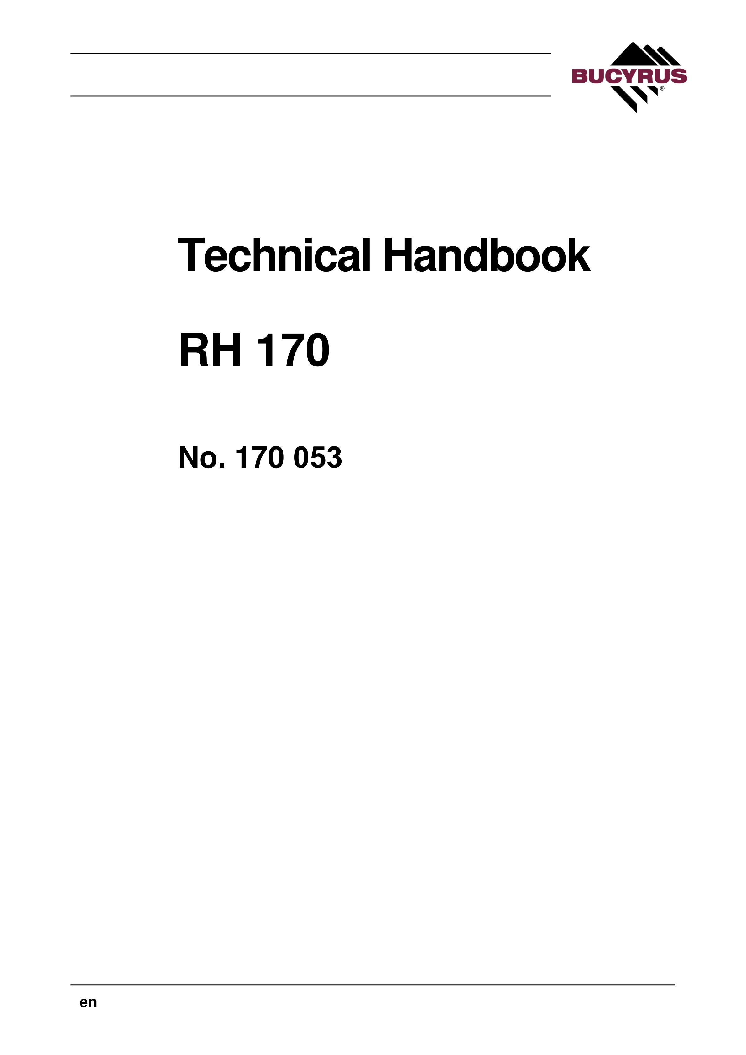 Bucyrus RH 170 Technical Handbook 170053