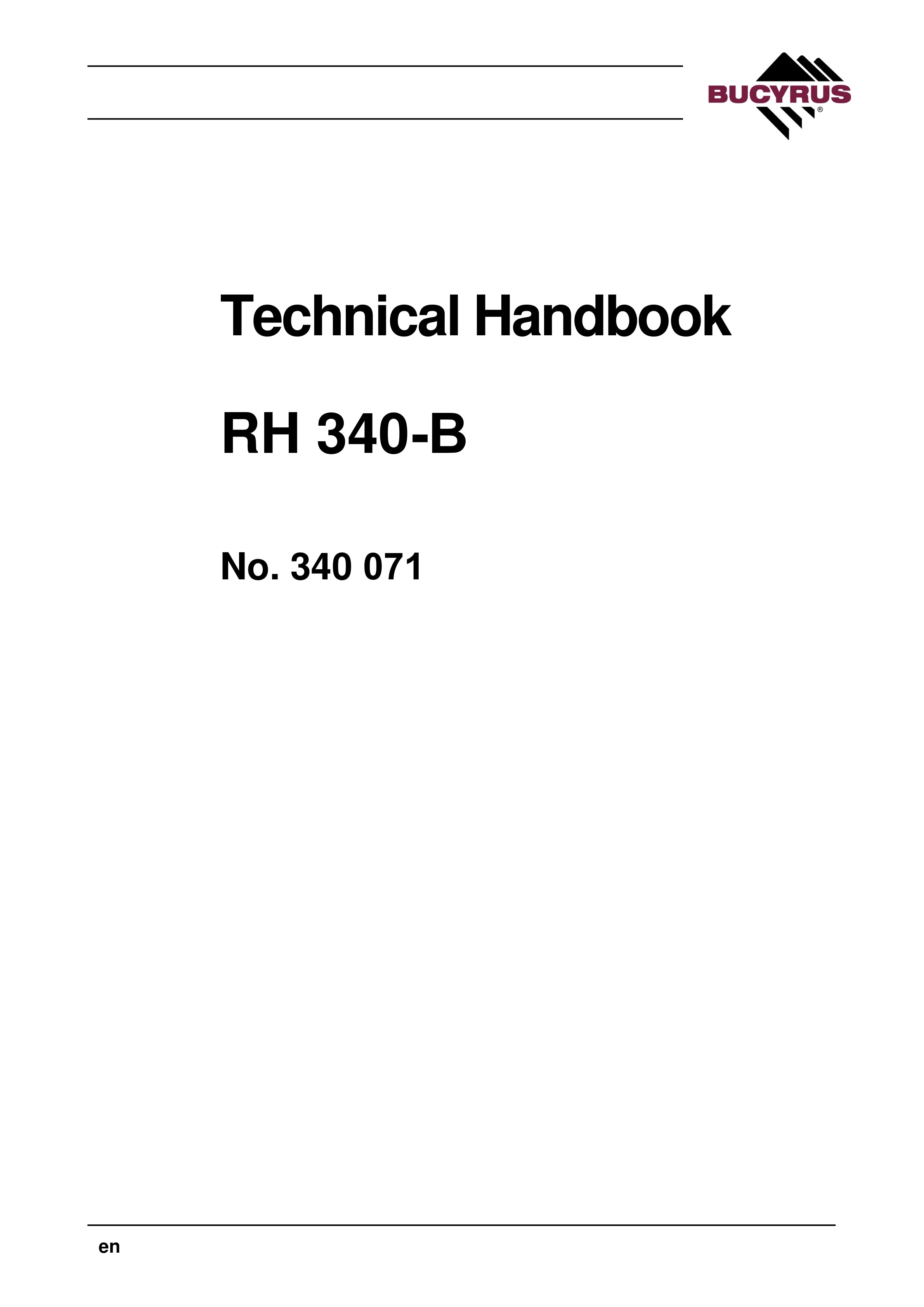 Bucyrus RH 340-B Technical Handbook 340071