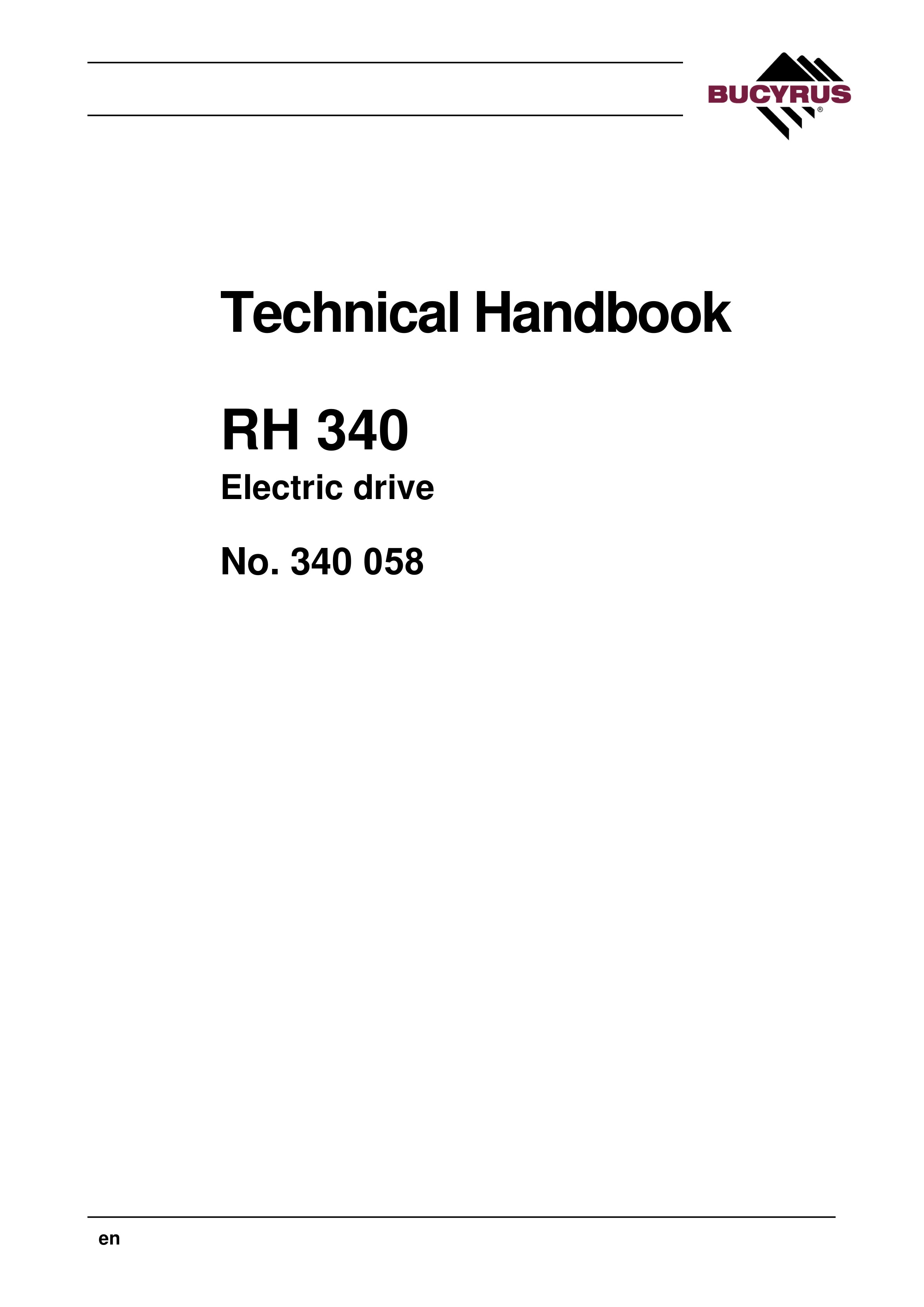 Bucyrus RH 340 Electric Drive Technical Handbook 340058