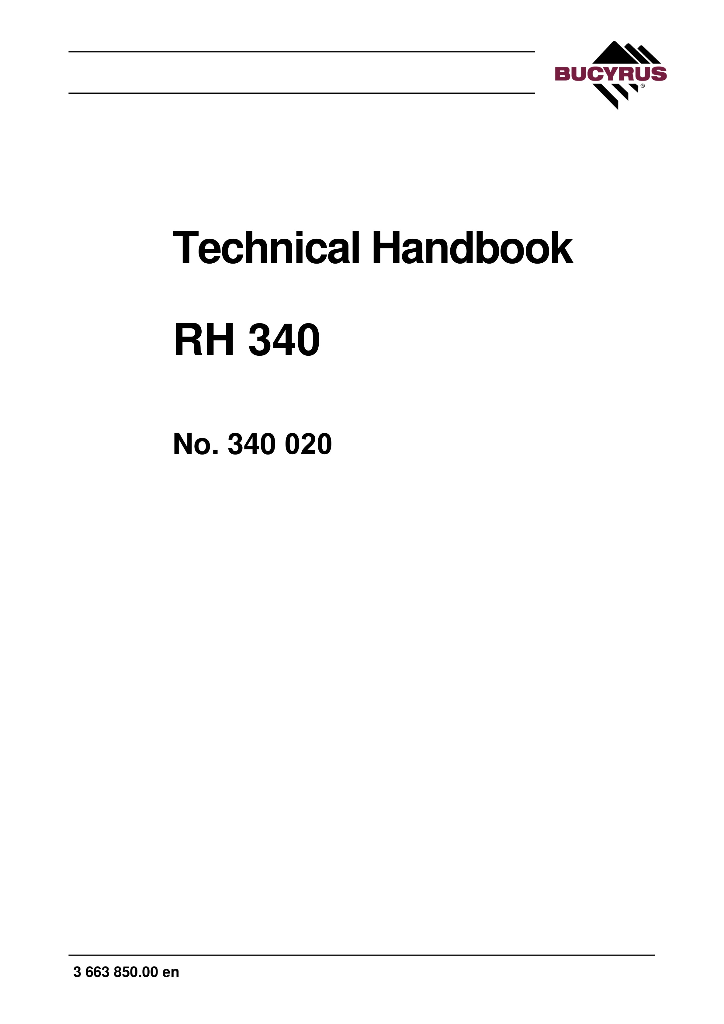 Bucyrus RH 340 Technical Handbook 340020