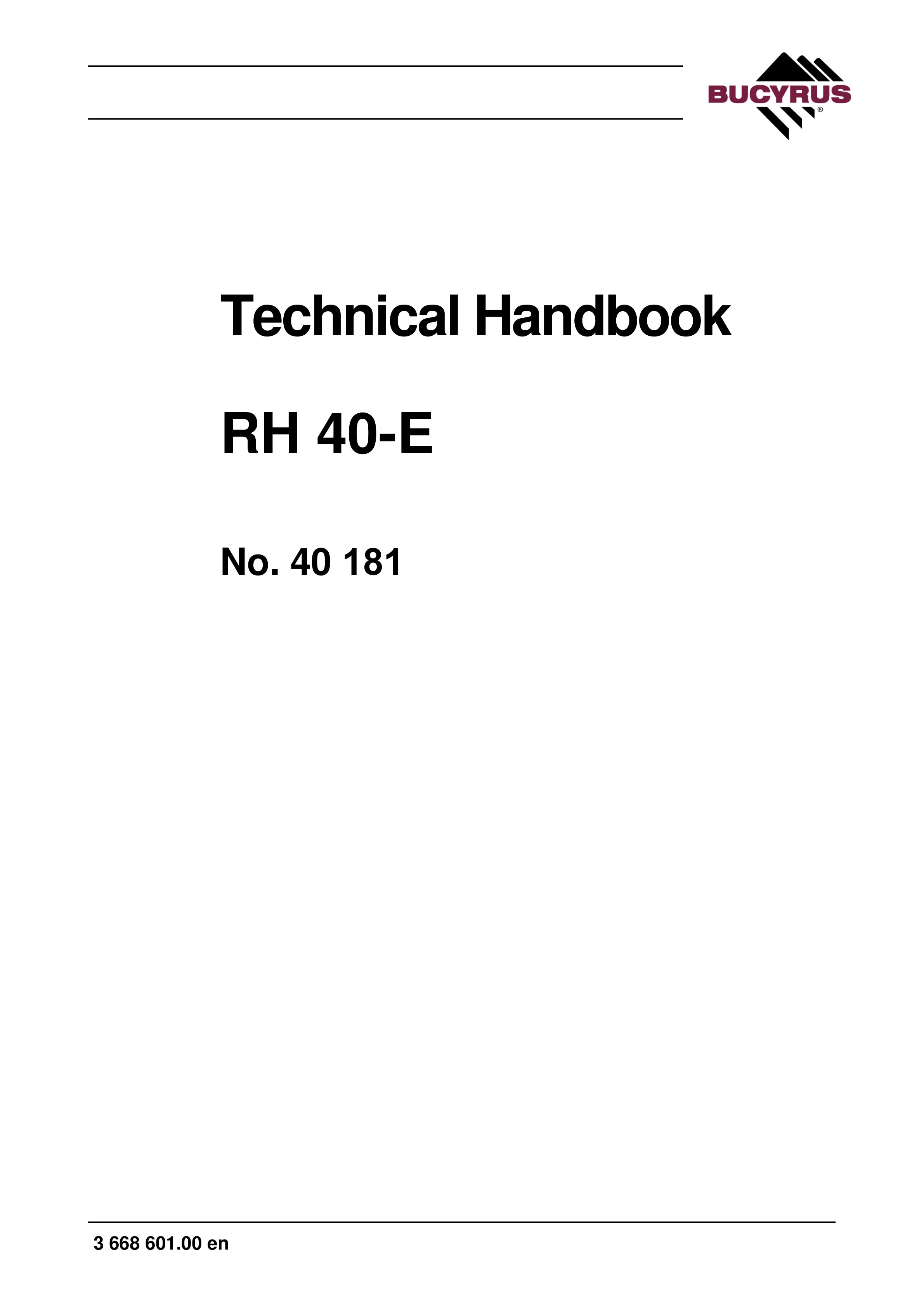 Bucyrus RH 40-E Technical Handbook 40181