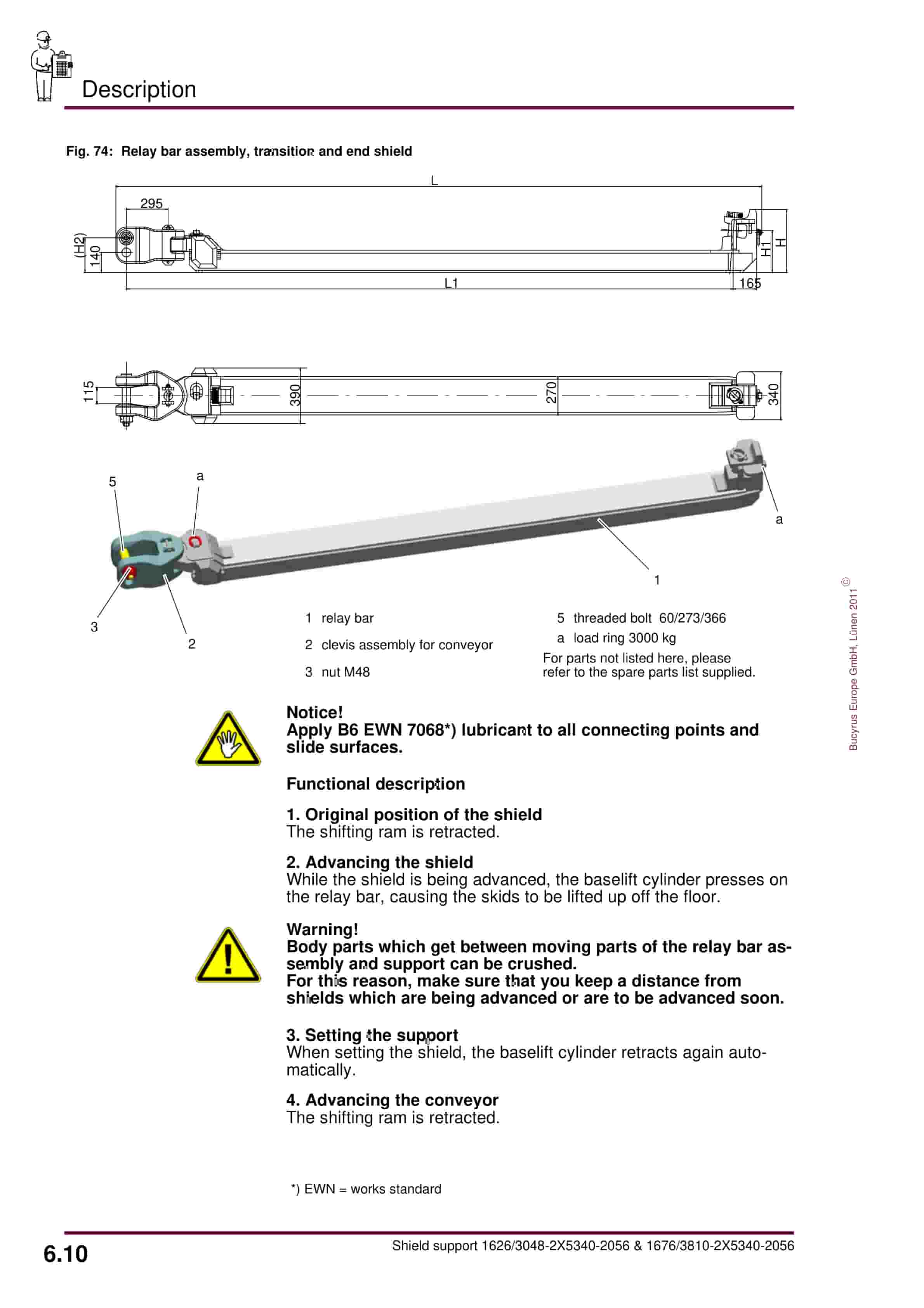 Bucyrus Shield 1626-3048-2 5340-2056 and 1676-3810-2 5340-2056 Operating Manual 7420 178 000 BA 00-4