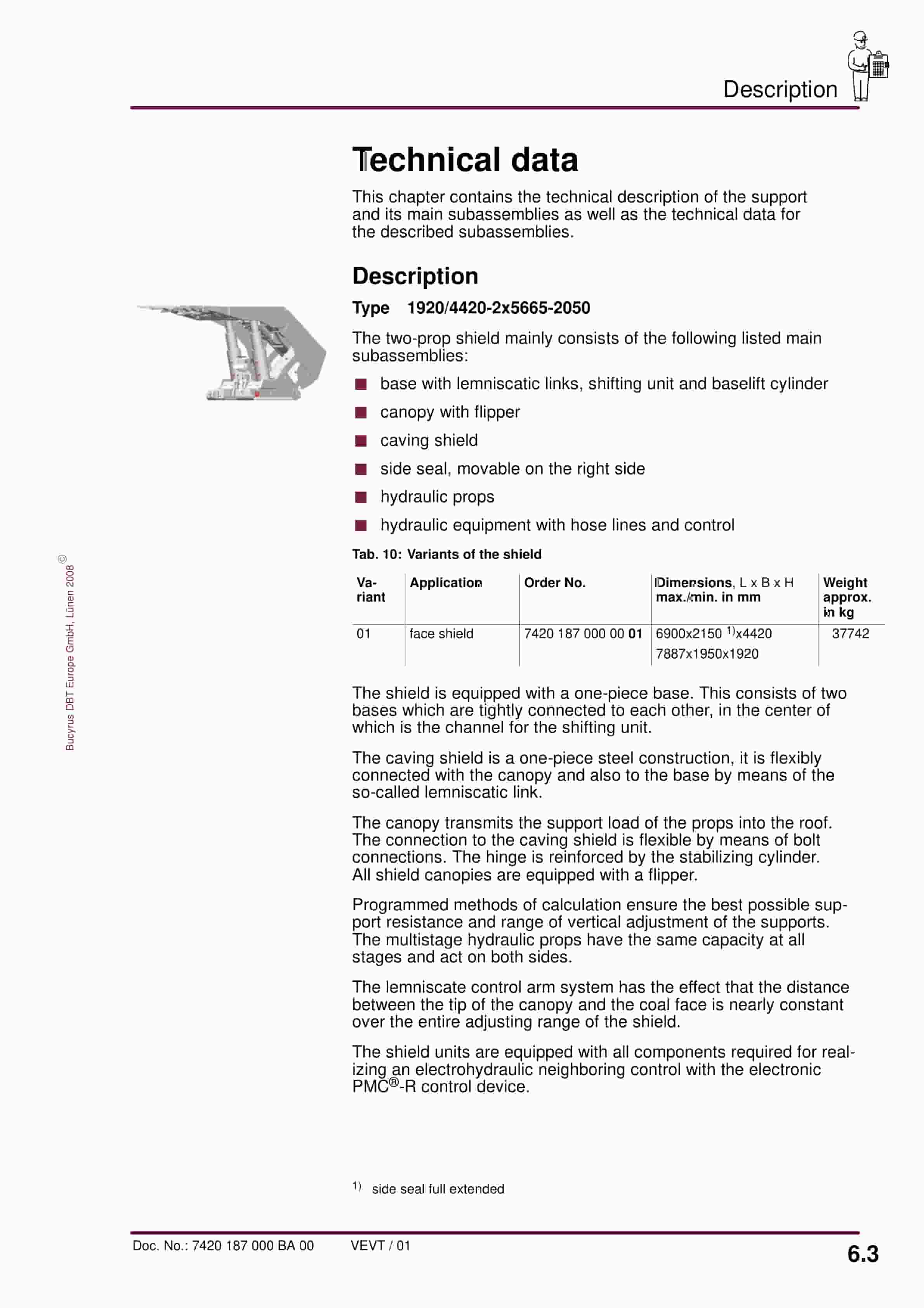 Bucyrus Shield 1920-4420-2 5665-2050 Operating Manual 7420 187 000 BA 00-3