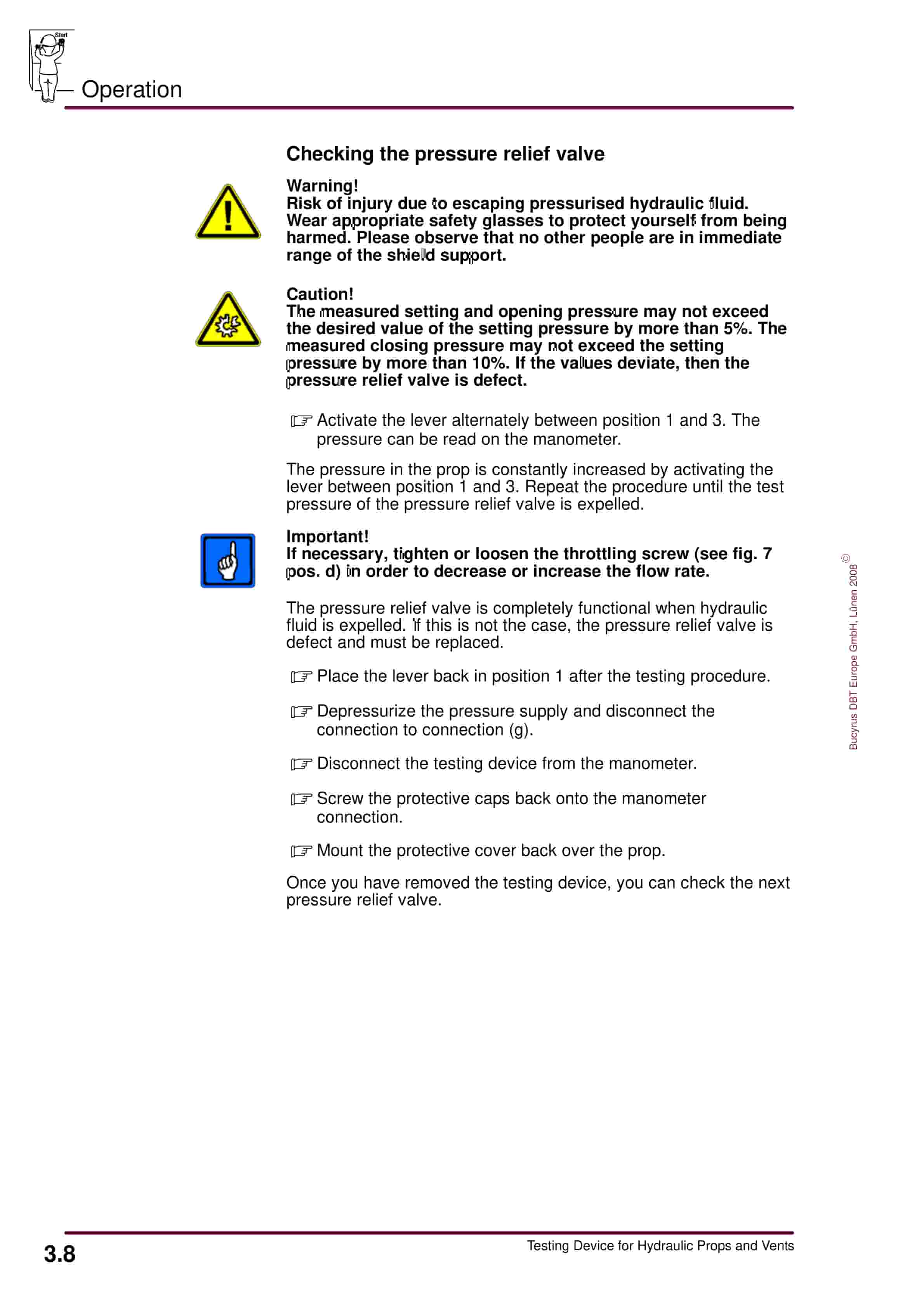 Bucyrus Testing Device For Hydraulic Props And Vents Operating Manual 6819 070 000 BA 00-5