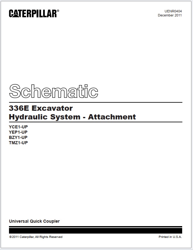 Caterpillar 336E Excavator Hydraulic System - Attachment Schematic UENR0404