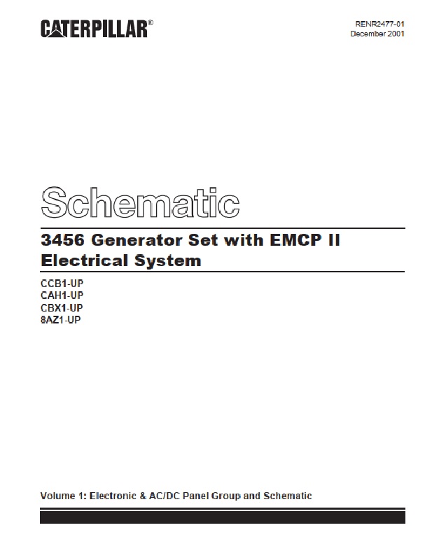 Caterpillar 3456 Generator Set With EMCP II Electrical System Schematic RENR2477-01
